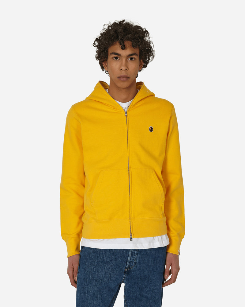 One Point Zip-Up Hooded Sweatshirt Yellow