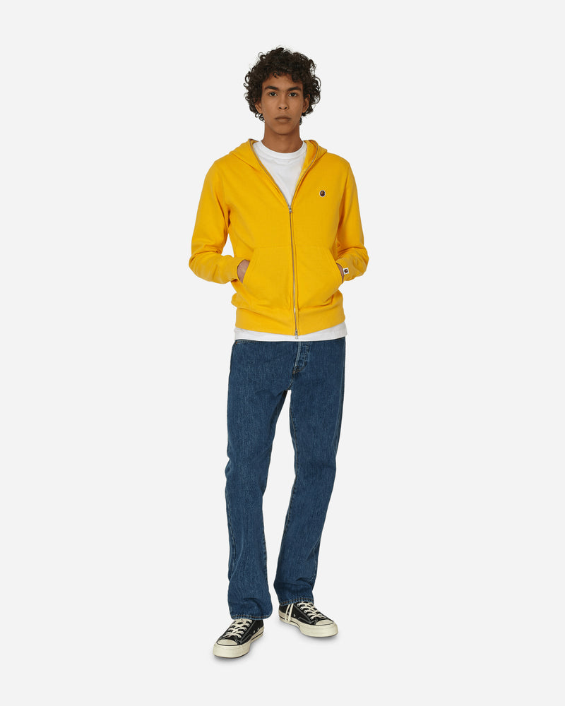 One Point Zip-Up Hooded Sweatshirt Yellow