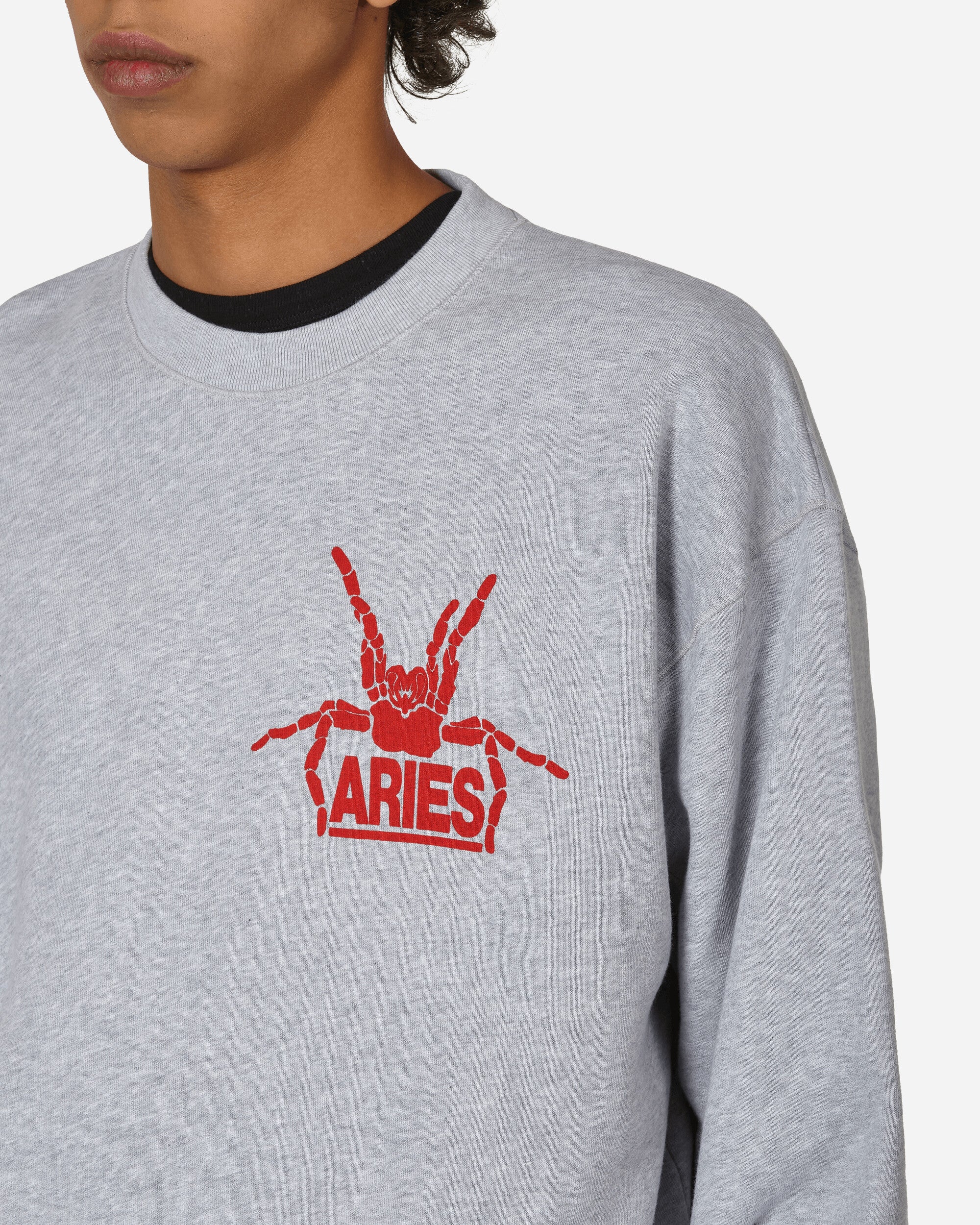 Aries Silas Spider Sweat Grey Marl Sweatshirts Crewneck RUAR20005 GRM