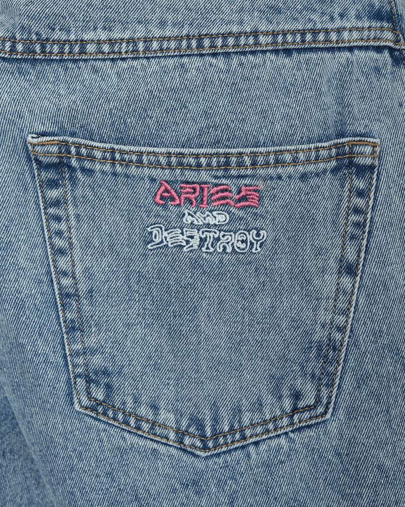 Aries Acid Wash Batten Jean Blue Pants Denim RUAR31313 BLU