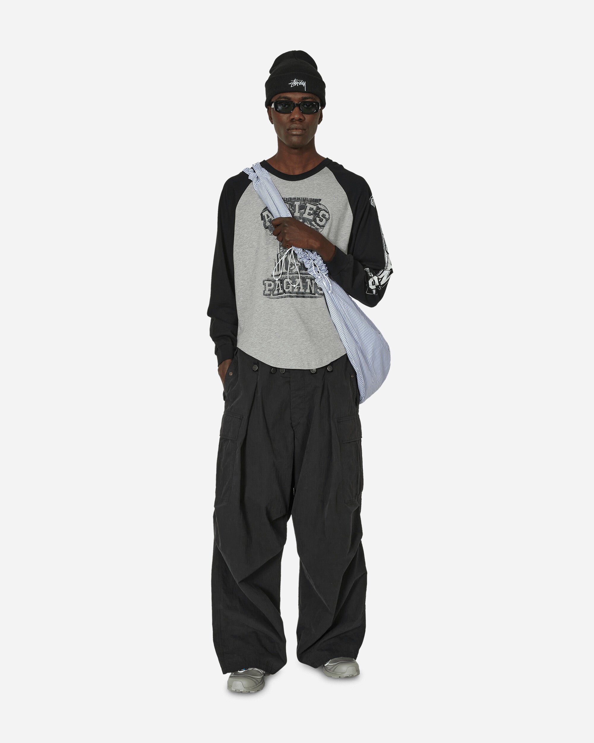Aged Raglan Baseball Longsleeve T-Shirt Grey / Black
