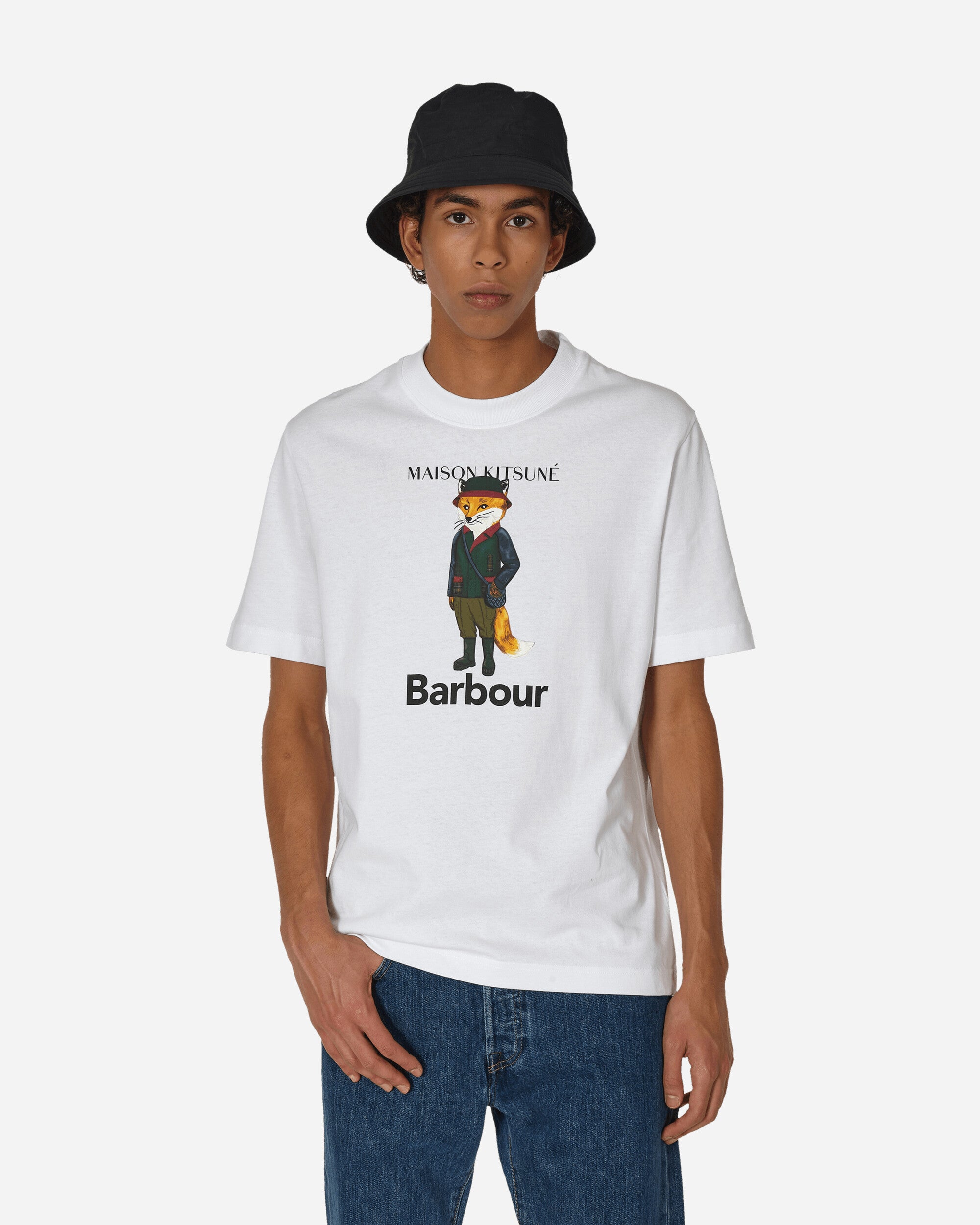 Barbour Maison Kitsuné Fox Beaufort T-Shirt White - Slam Jam