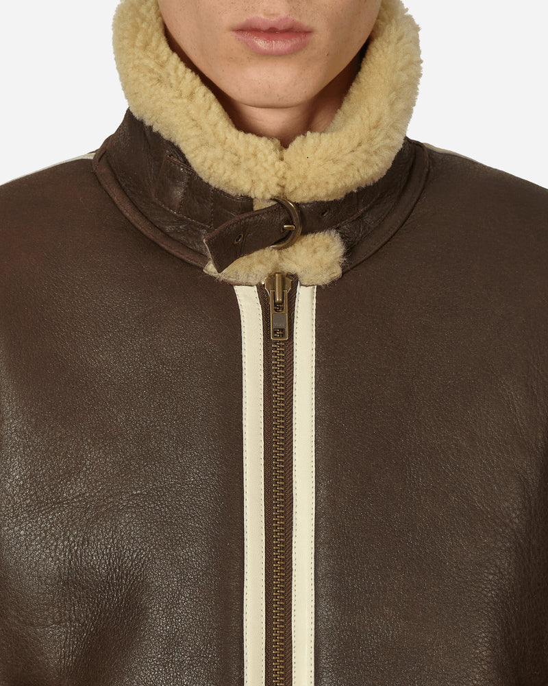 Bode Aviator Shearling Jacket Brown Coats and Jackets Leather Jackets MRF23OW027 1