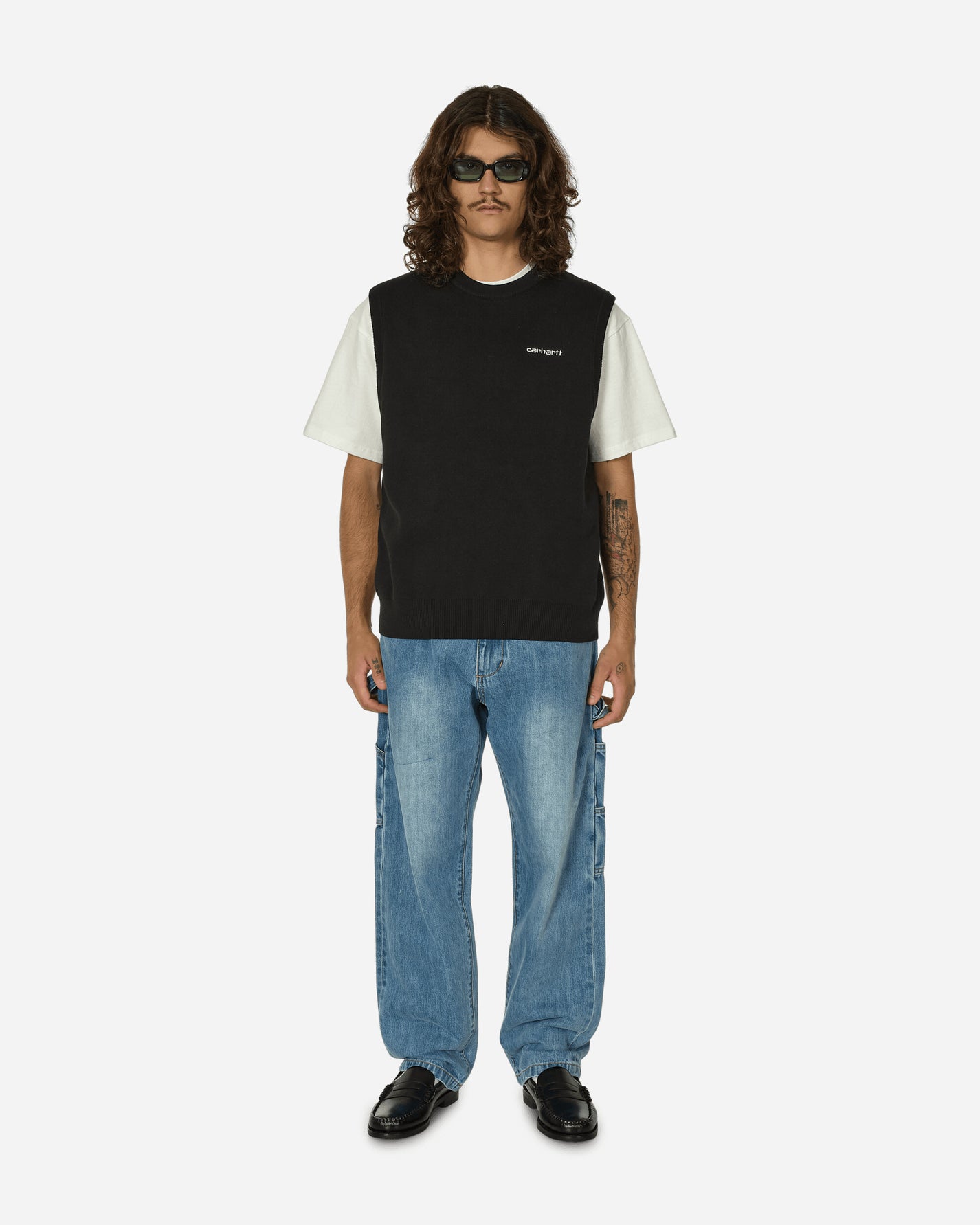 Carhartt WIP Script Vest Sweater Black/White  Knitwears Sweaters I033696 0D2XX