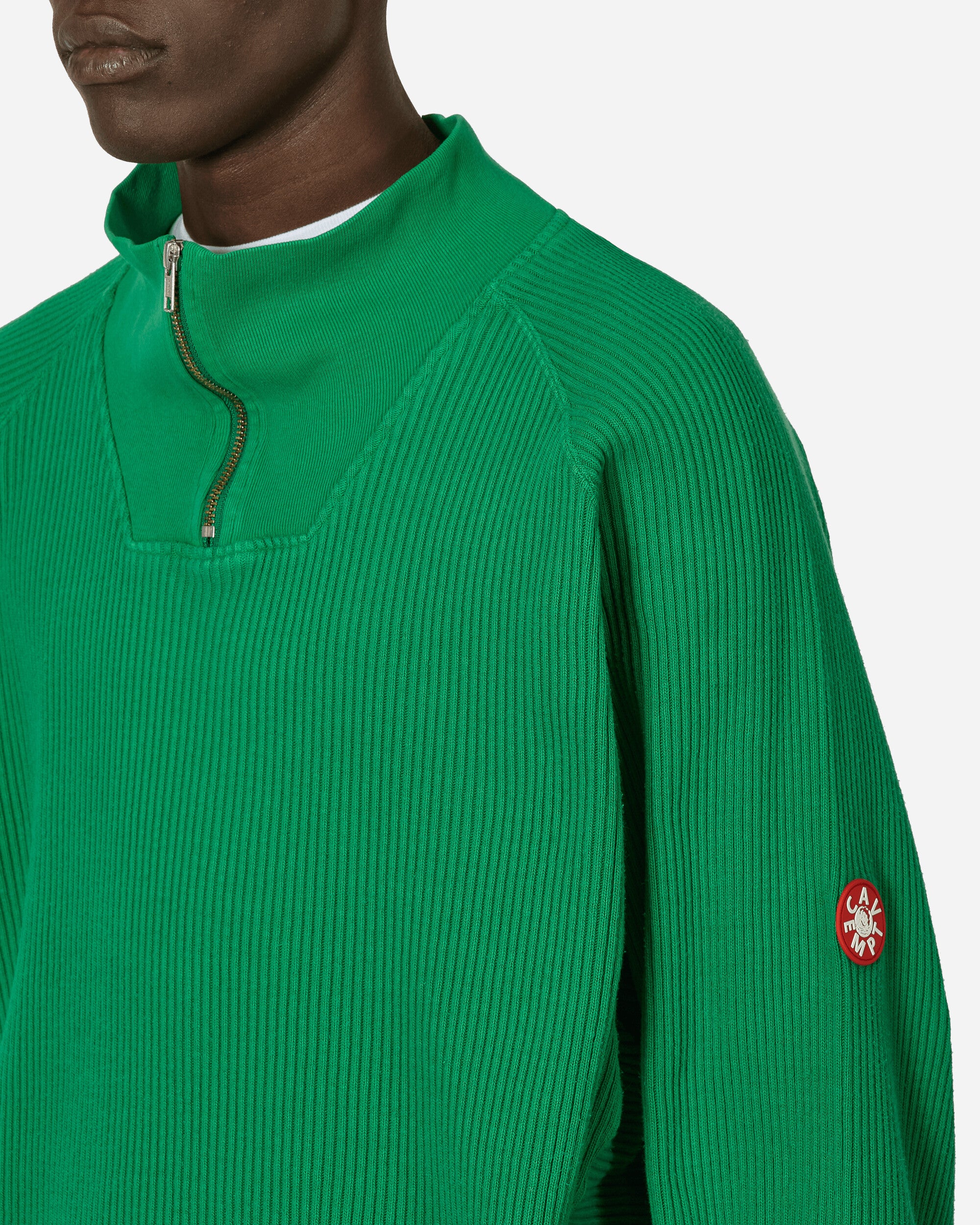 Cav Empt Overdye Wide Rib Cut Half Zip Green Sweatshirts Zip-Ups CES25CS21 GRN