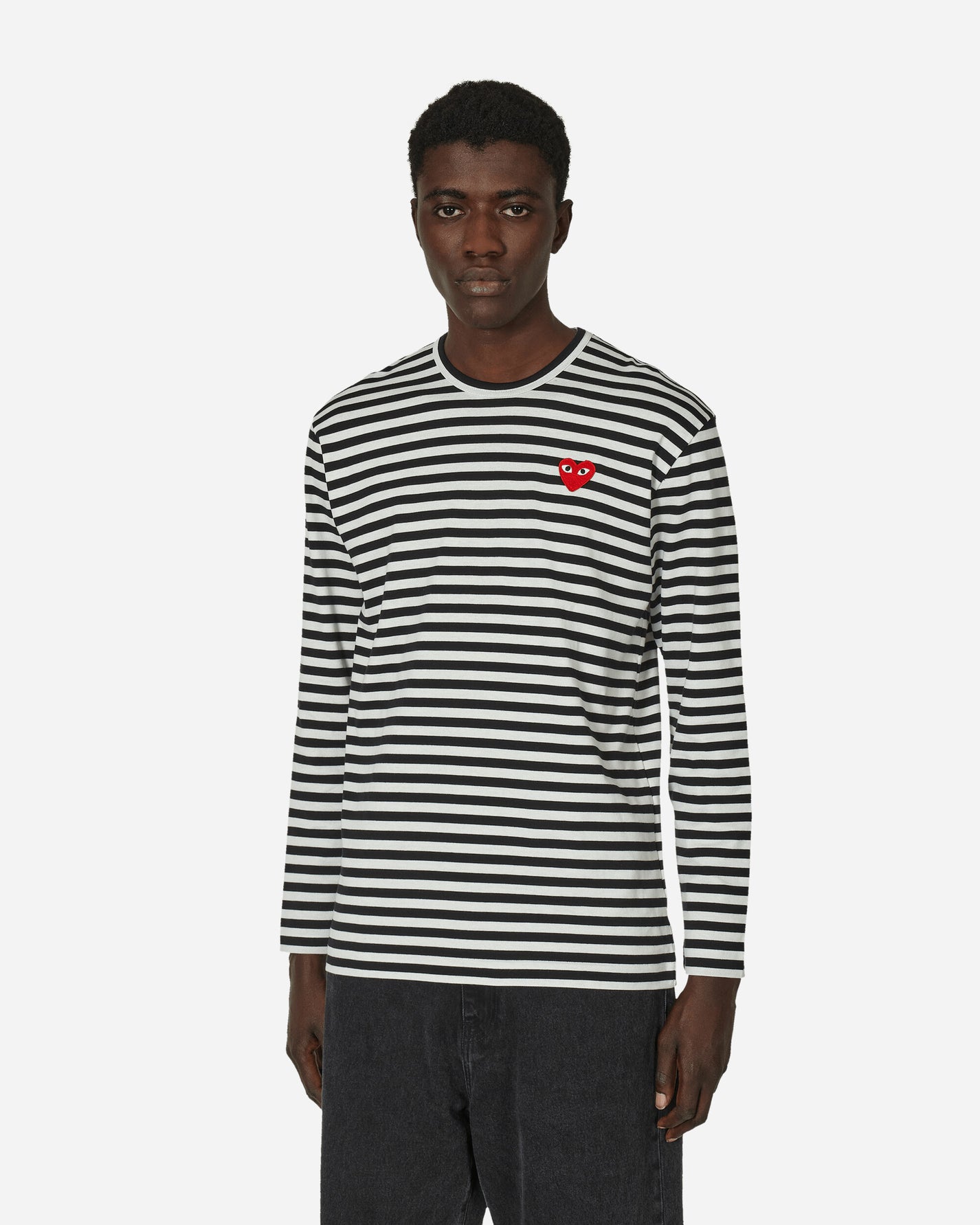 Comme Des Garçons Play Stripe T-Shirt Long Sleeve Knit BLACK T-Shirts Longsleeve P1T164 1