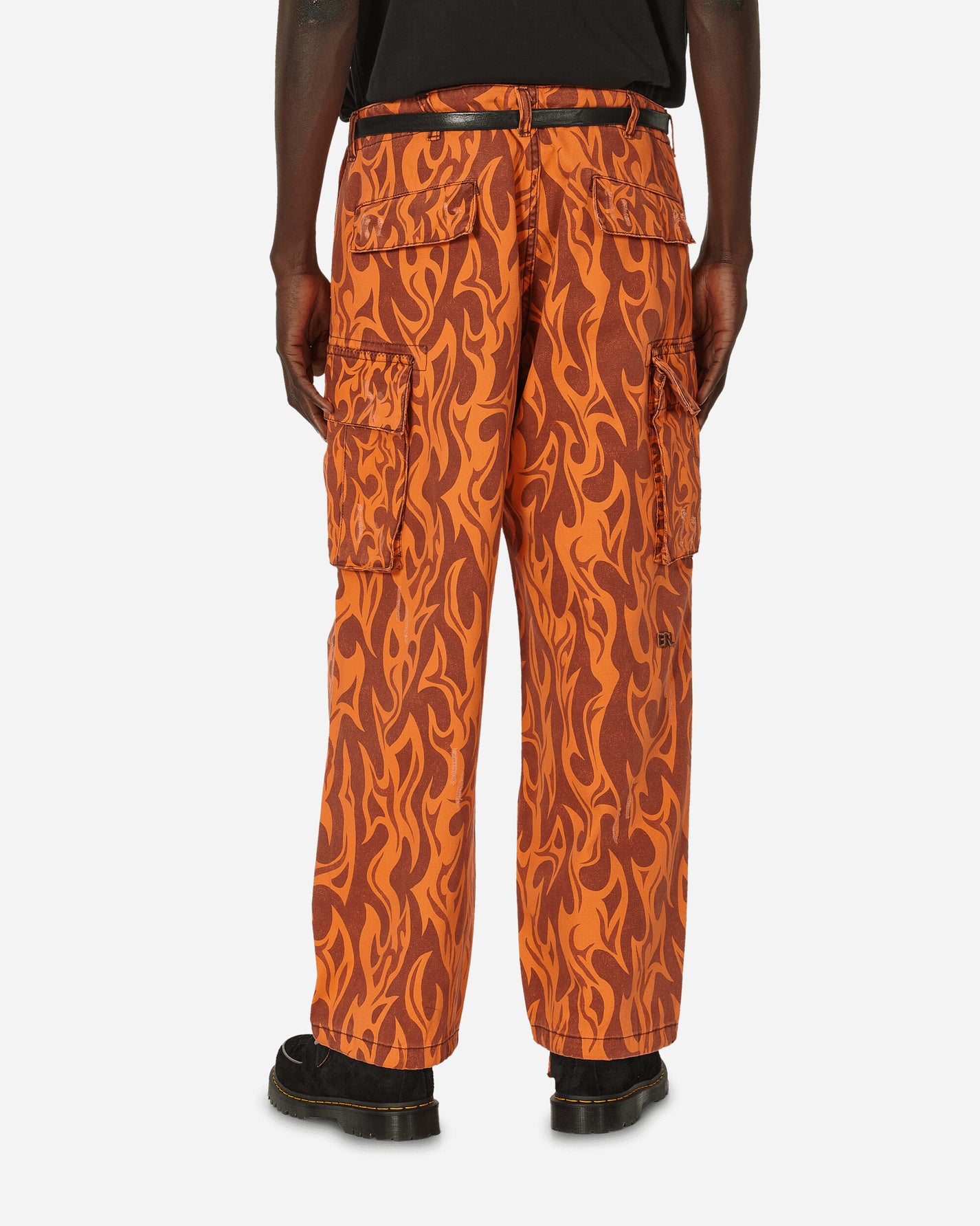 ERL Printed Cargo Pants Woven Orange Flame Pants Cargo ERL08P006 1