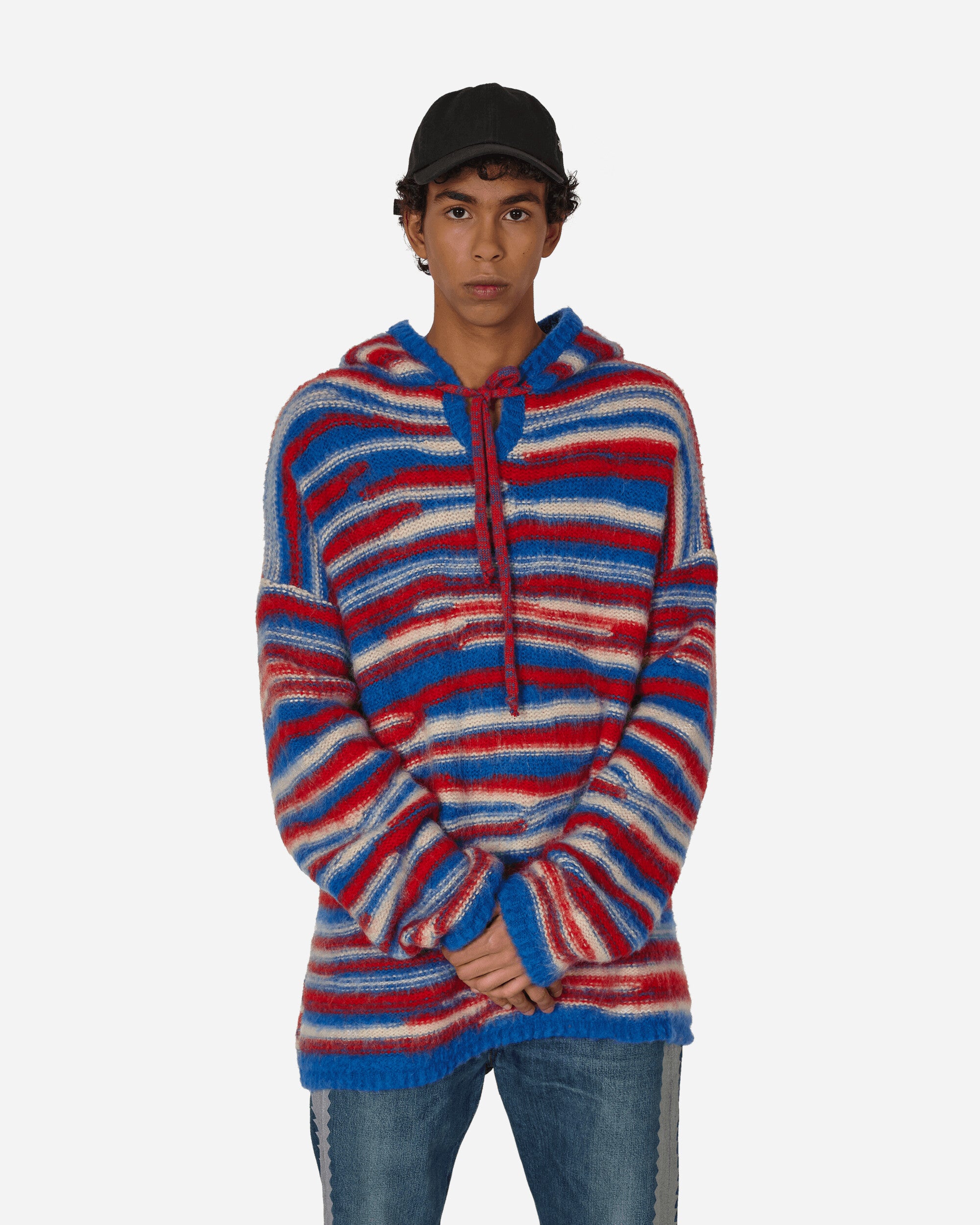 Oversized Hooded Sweater Red / Blue
