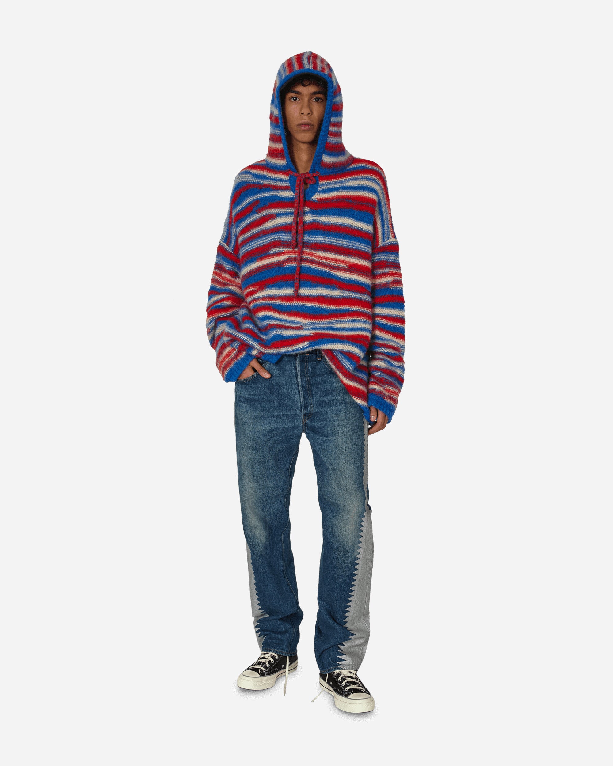 Oversized Hooded Sweater Red / Blue