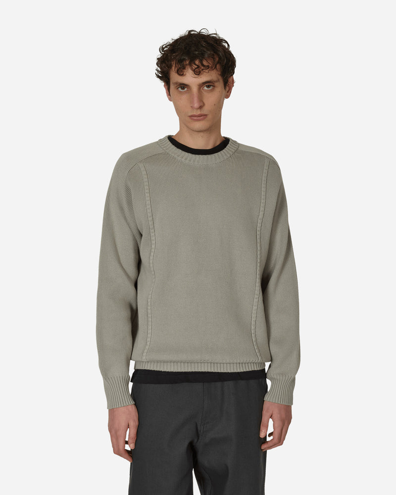 Embossed Crewneck Knit Sweater Pale Grey