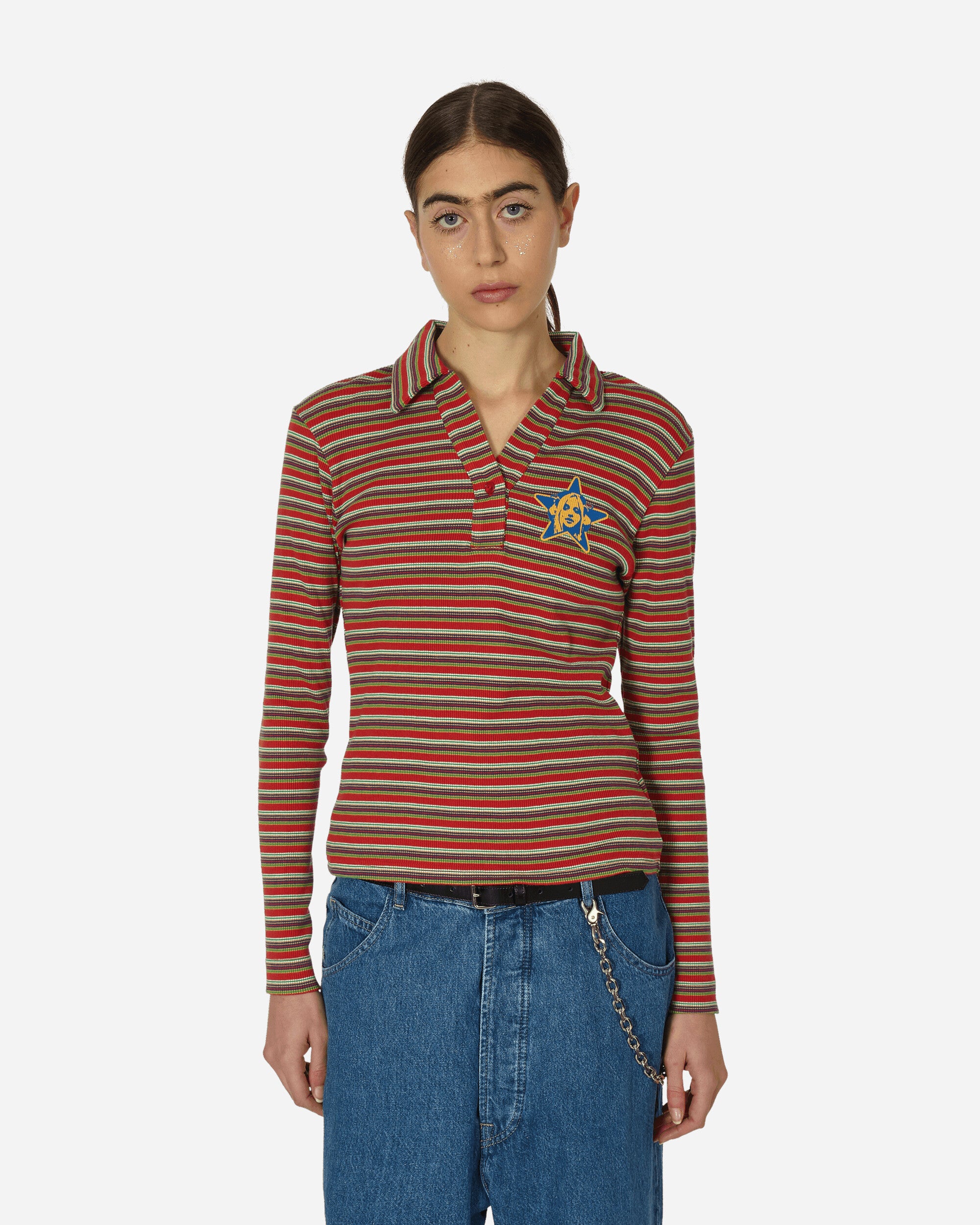 Headphone Longsleeve Polo Shirt Red
