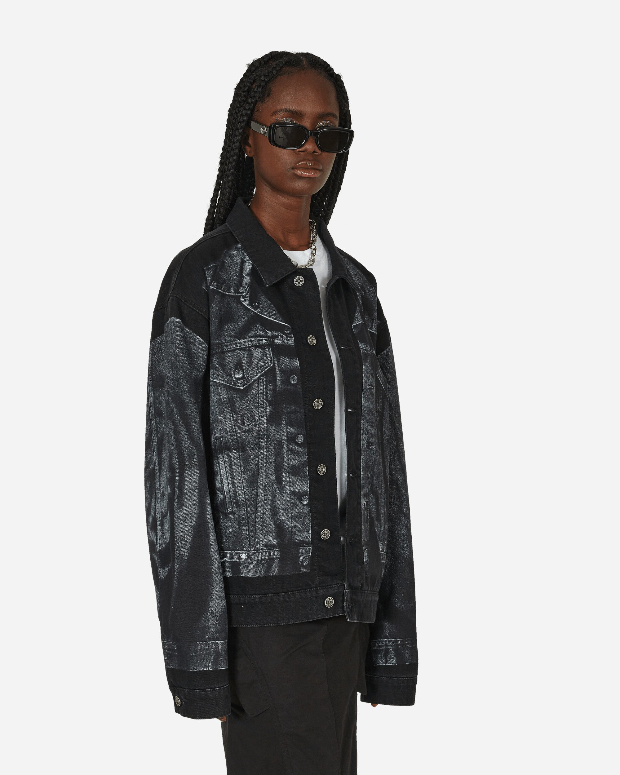 Jean Paul Gaultier Wmns Denim Jacket Printed Trompe L'Oeil Black Coats and Jackets Jackets 2315-U-VE026ILP-D009-00 2