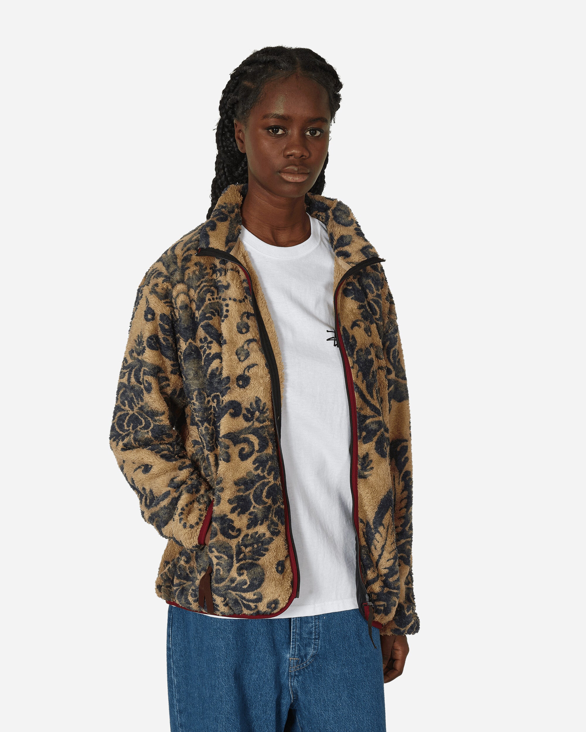 Damask Fleece Zip Jacket Beige