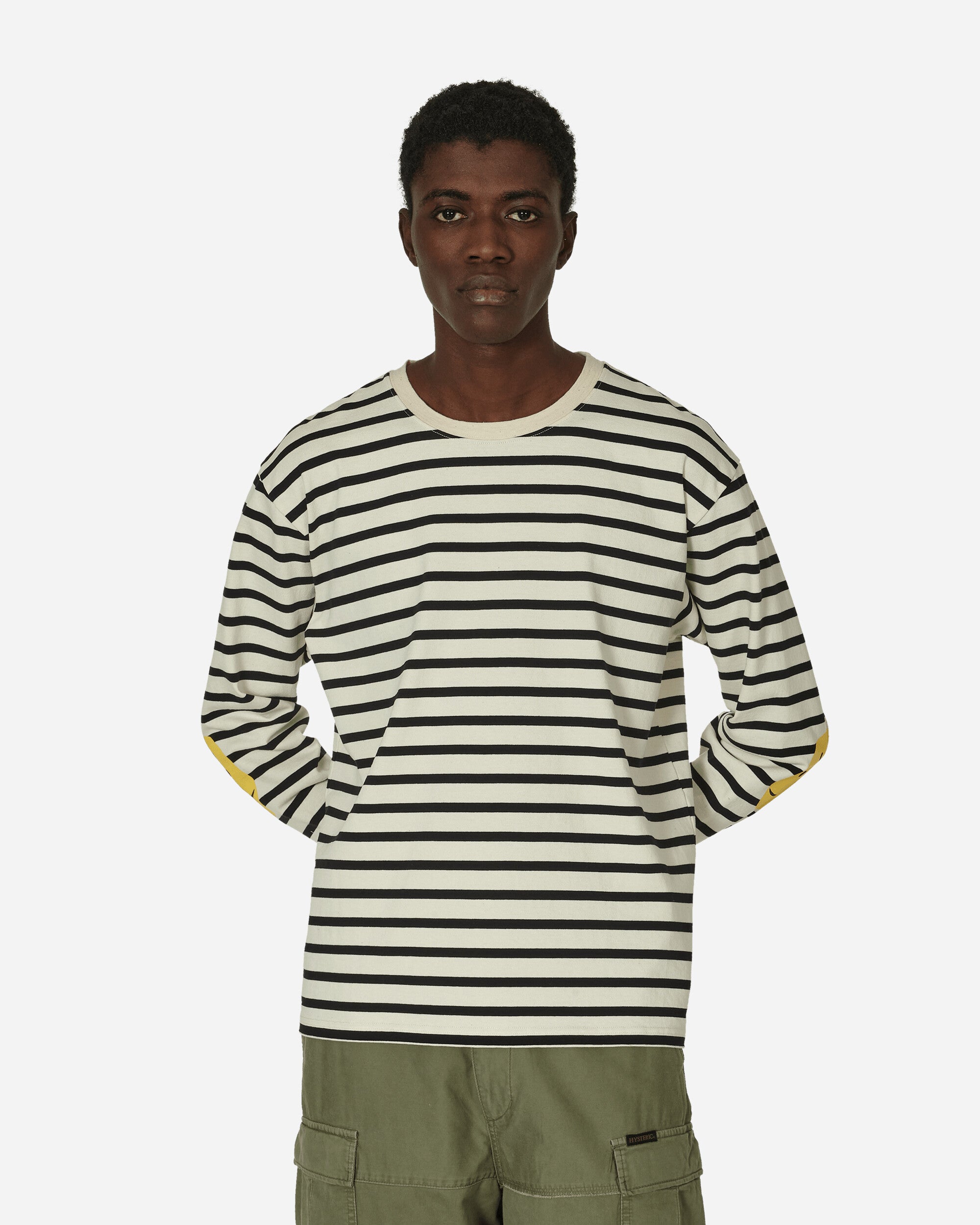 Stripe Jersey Longsleeve T-Shirt (Profile Rainbowy Patch) Black / Ecru