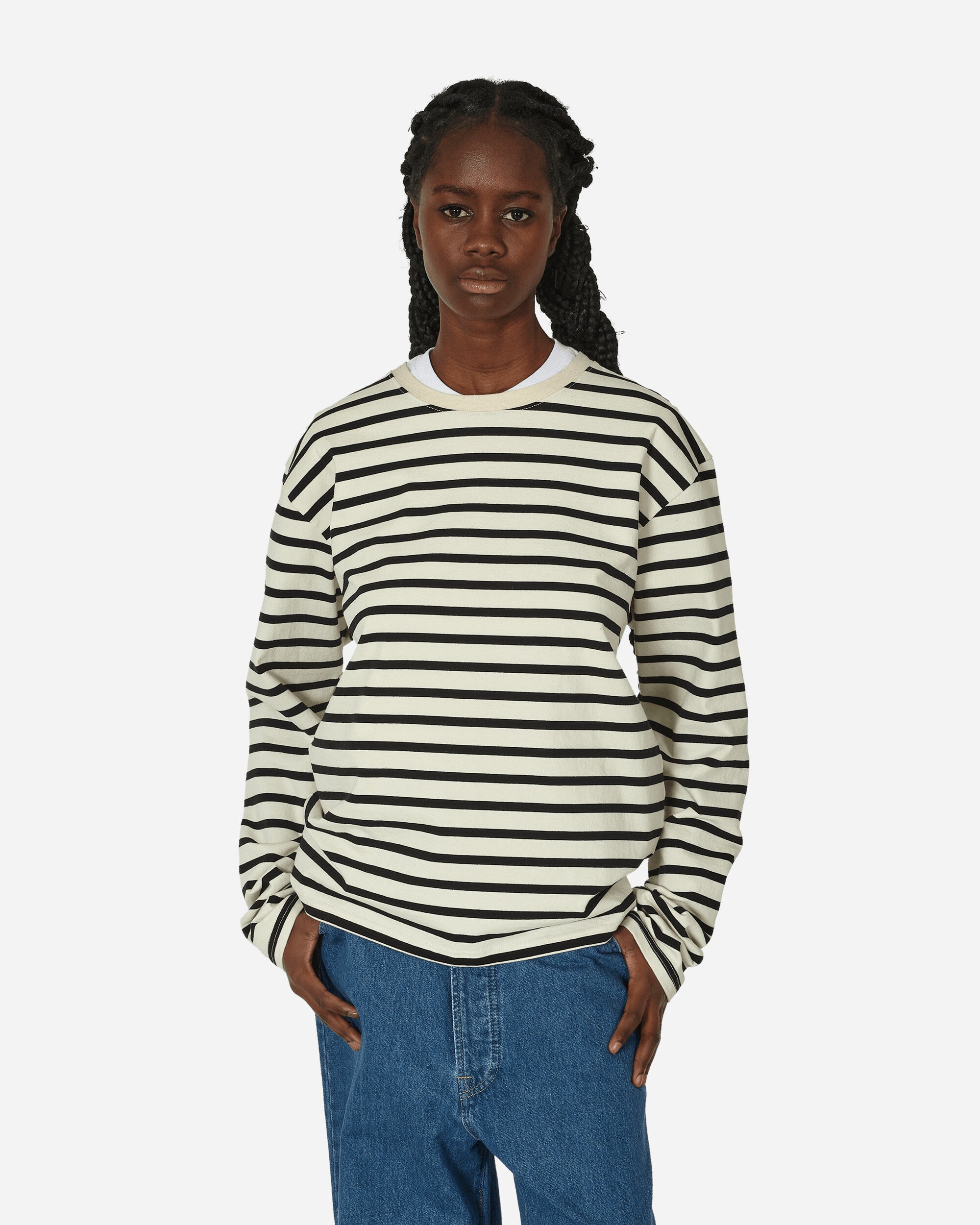Stripe Jersey Longsleeve T-Shirt (Profile Rainbowy Patch) Black / Ecru