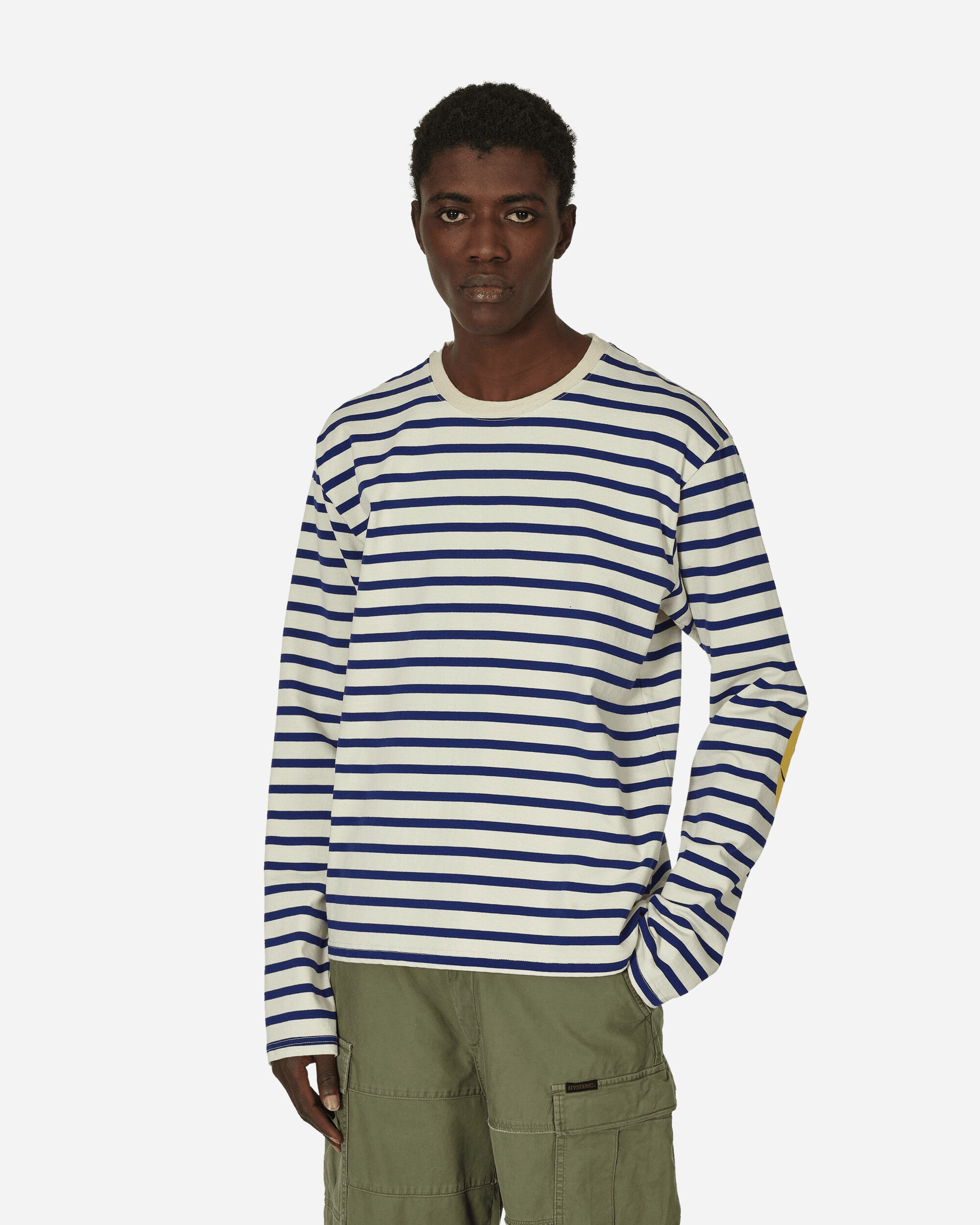 Stripe Jersey Longsleeve T-Shirt (Profile Rainbowy Patch) Ecru / Blue