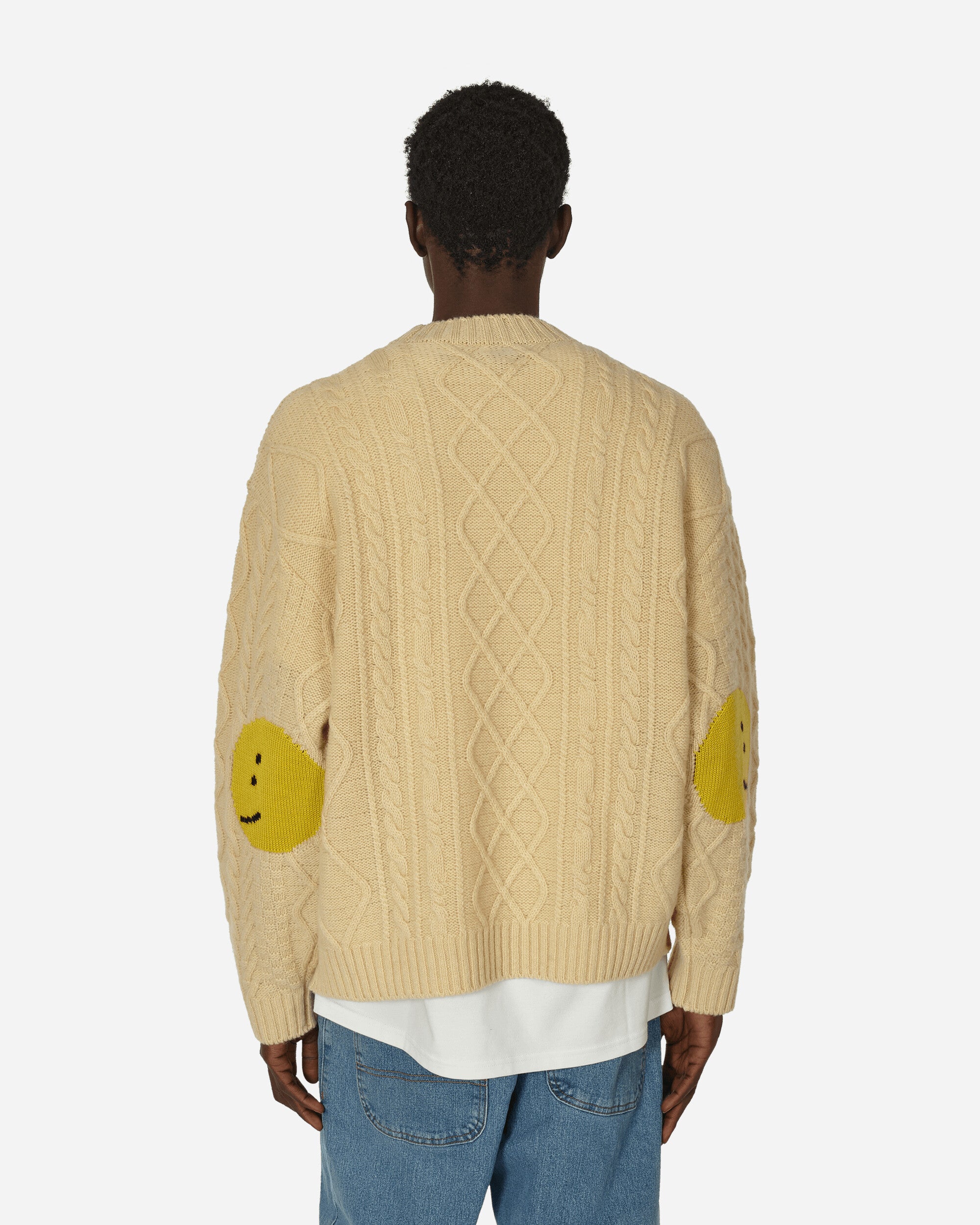 KAPITAL 5G Wool Cable Knit Profile Rainbowy Patch Sweater Ecru Knitwears Sweaters EK-1517 1