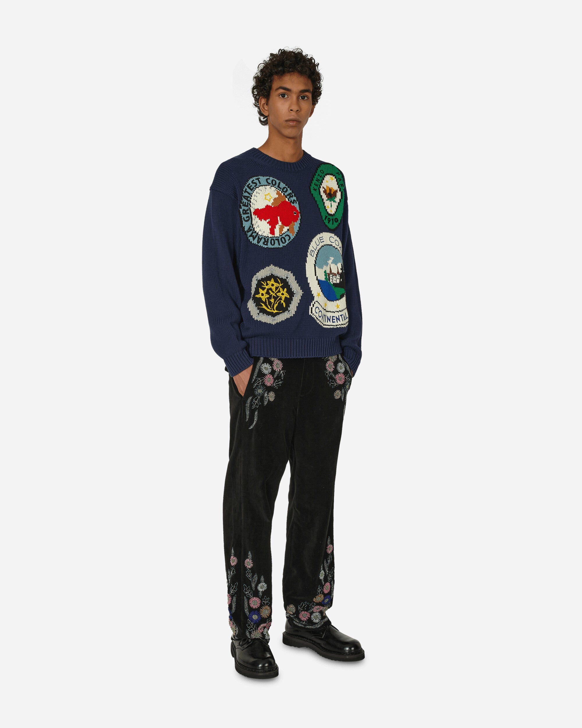 Travel Hand-Embroidered Sweater Midnight Blue