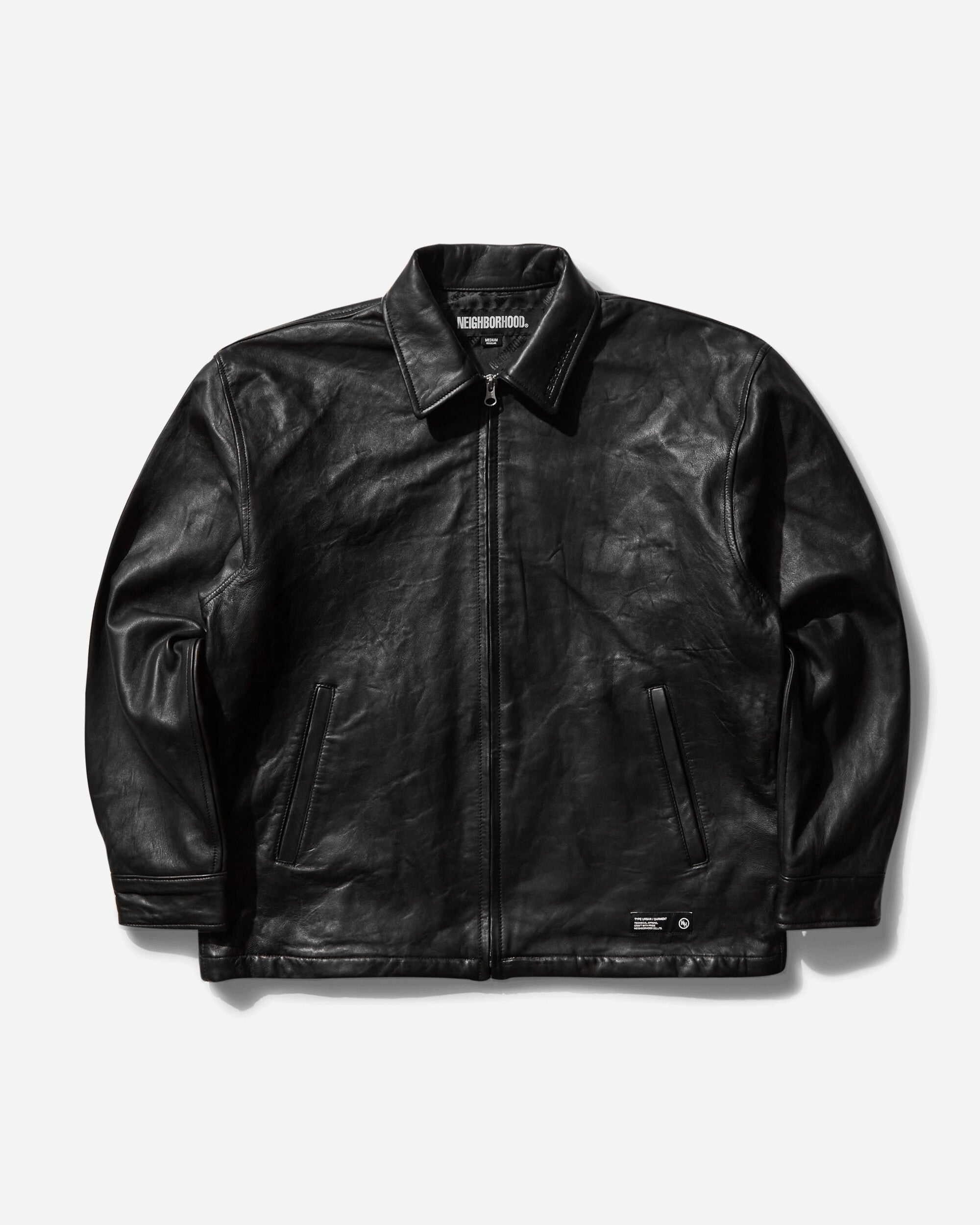 Neighborhood Leather Zip Work Jacket Black Coats and Jackets Jackets 242SZNH-JKM01 BK