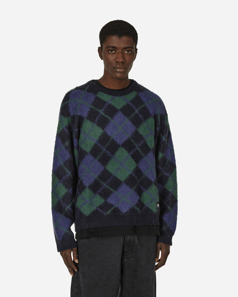 Argyle Pattern Mohair Sweater Navy