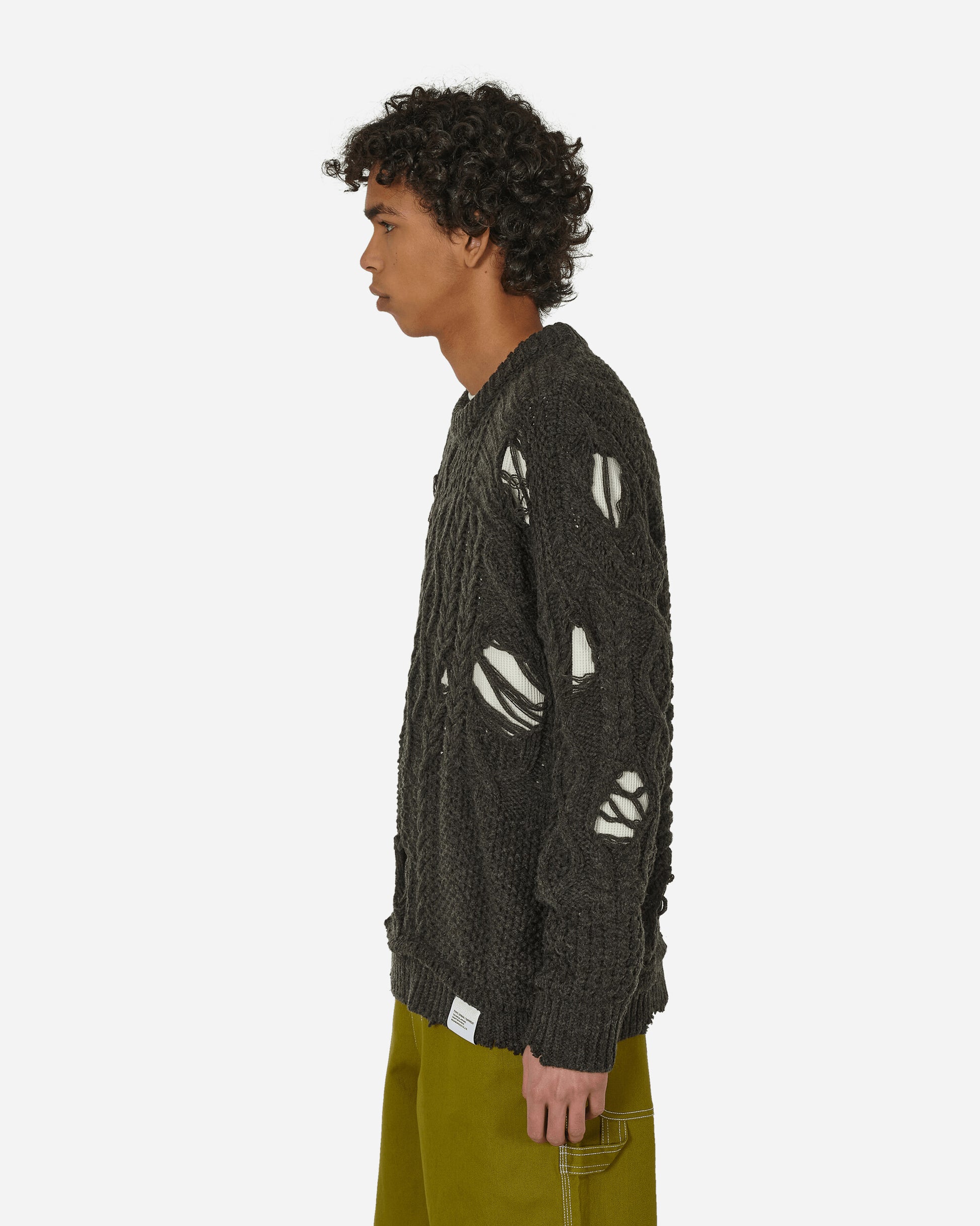Neighborhood Patchwork Savage Sweater Charcoal Knitwears Sweaters 232FUNH-KNM01 CH