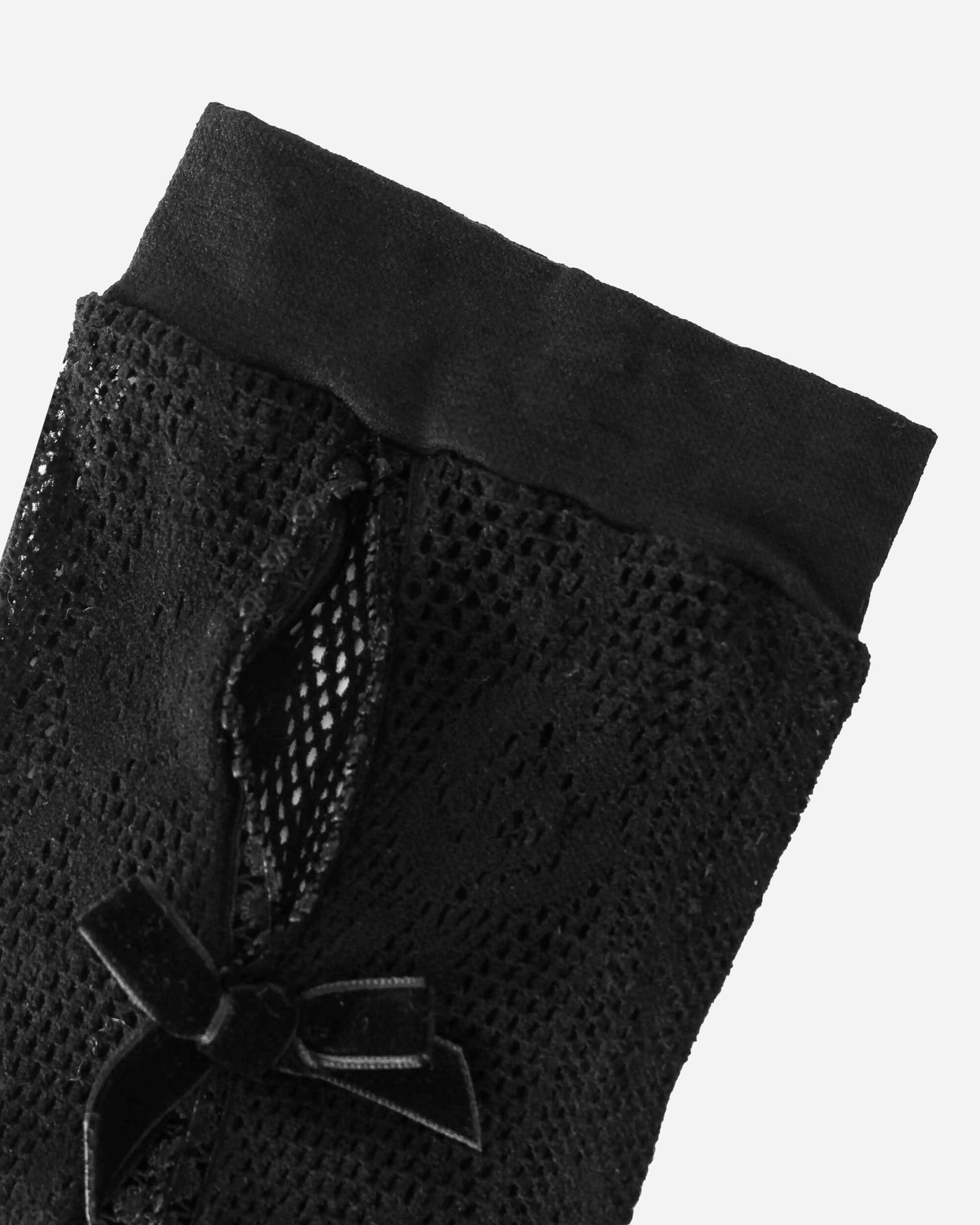 No Dress Wmns Velvet Bow Decoration High-Stretch Lace Mid-Calf Socks Black Underwear Socks NC16-BK BLACK