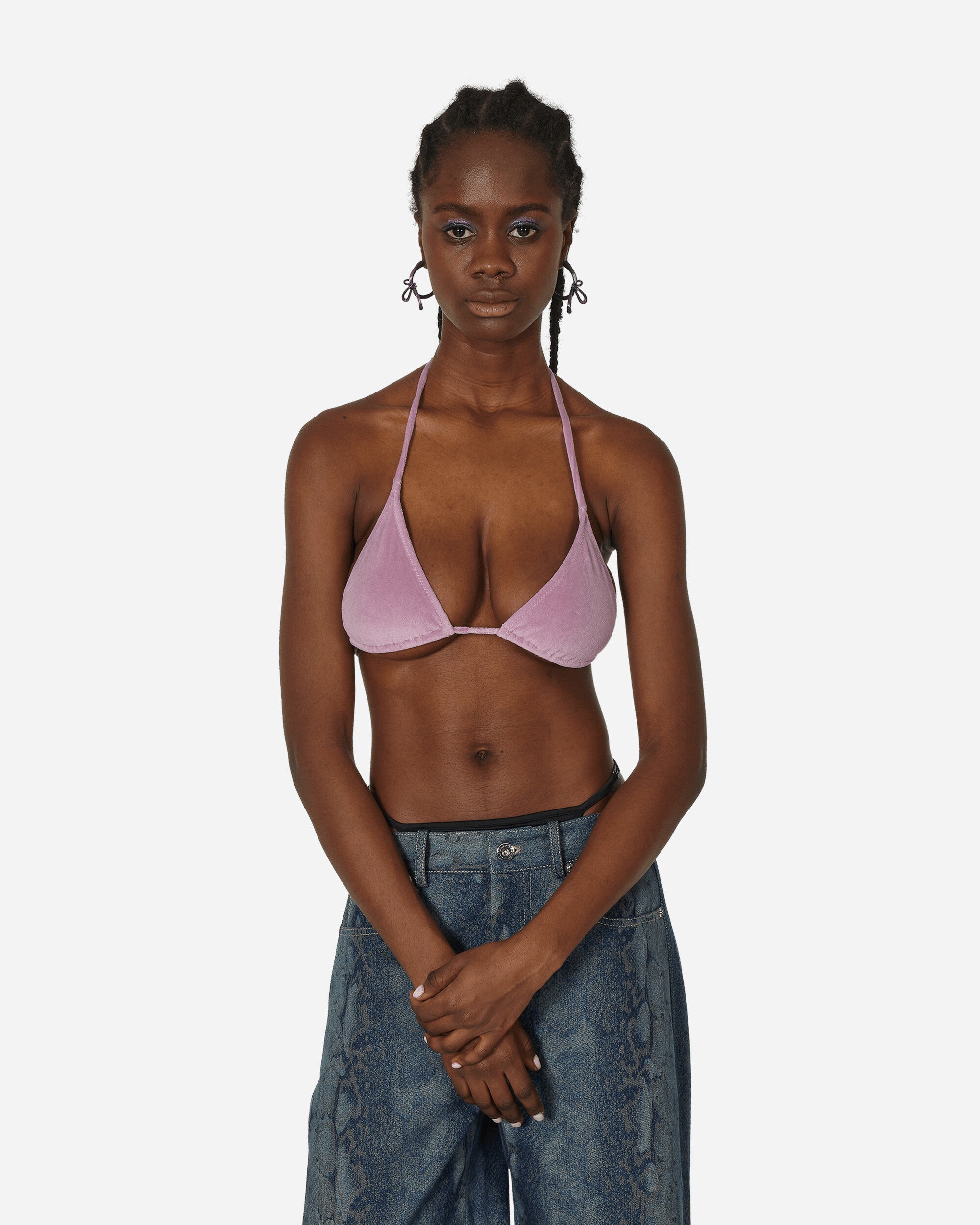 Velour Triangle Bikini Top Lavender