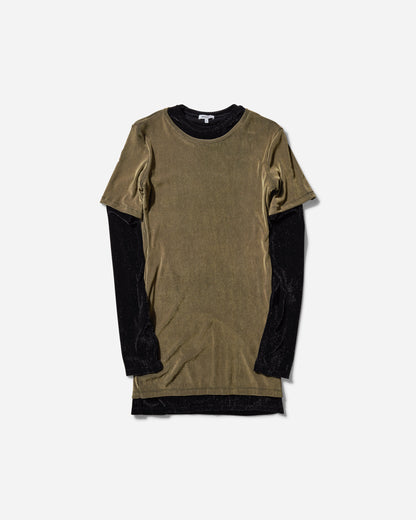 Priscavera Wmns Long/Short Sleeve T-Shirt Dress Obsidian/Olive Oil T-Shirts Longsleeve 003172-144 OBOO