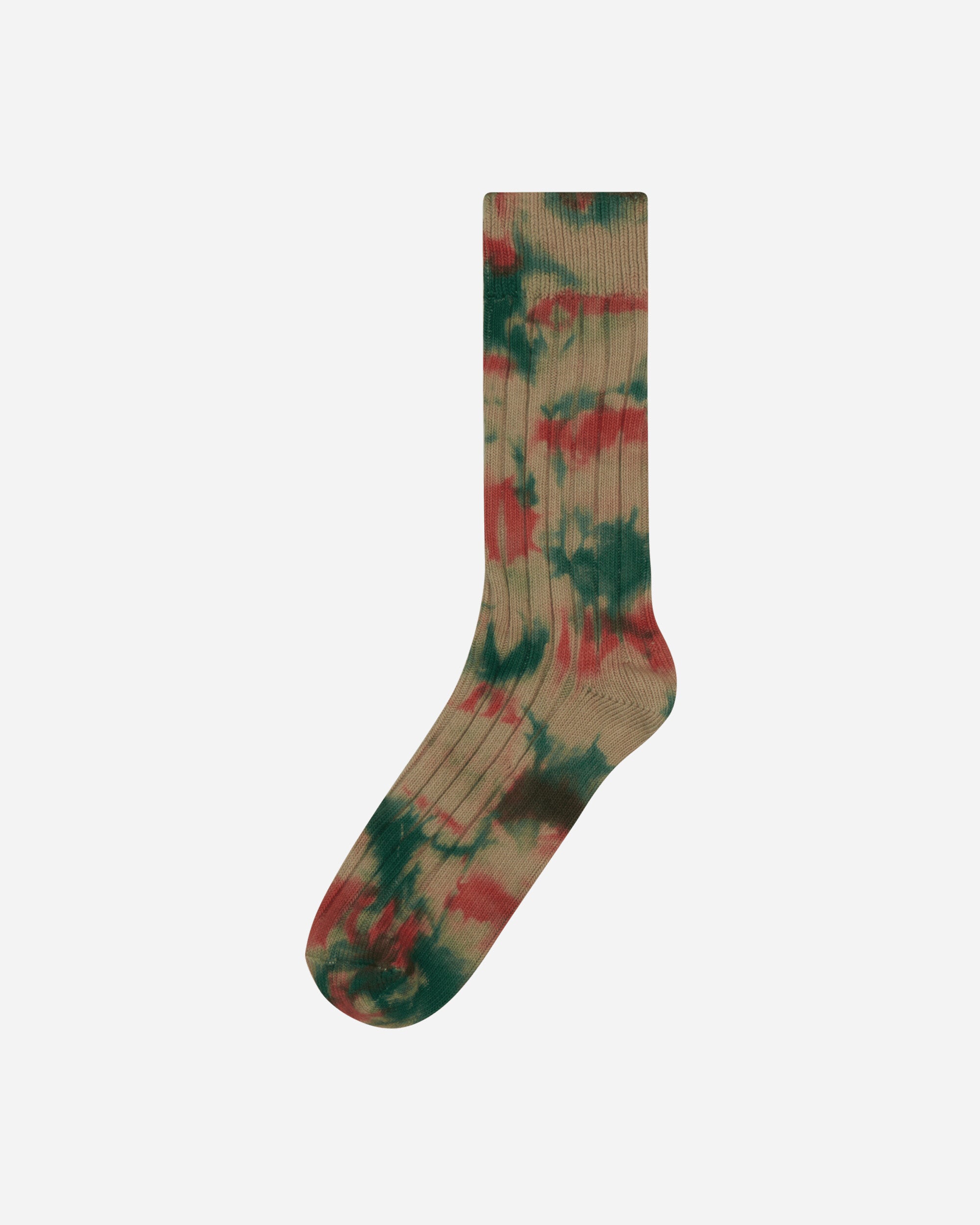 Multi Dyed Ribbed Socks Clay / Forest