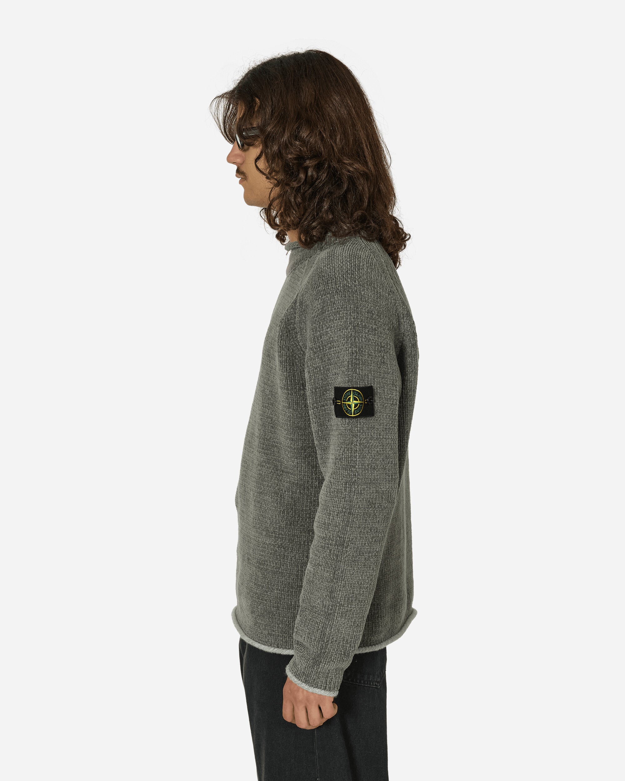 Stone Island Cotton Chenille Sweater Grey Green Knitwears Sweaters 8115557A9 V0066