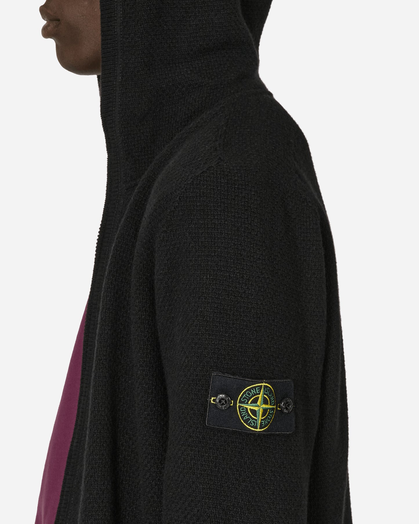 Stone Island Zip Up Lambswool Sweater Black Knitwears Sweaters 8115567A3 V0029