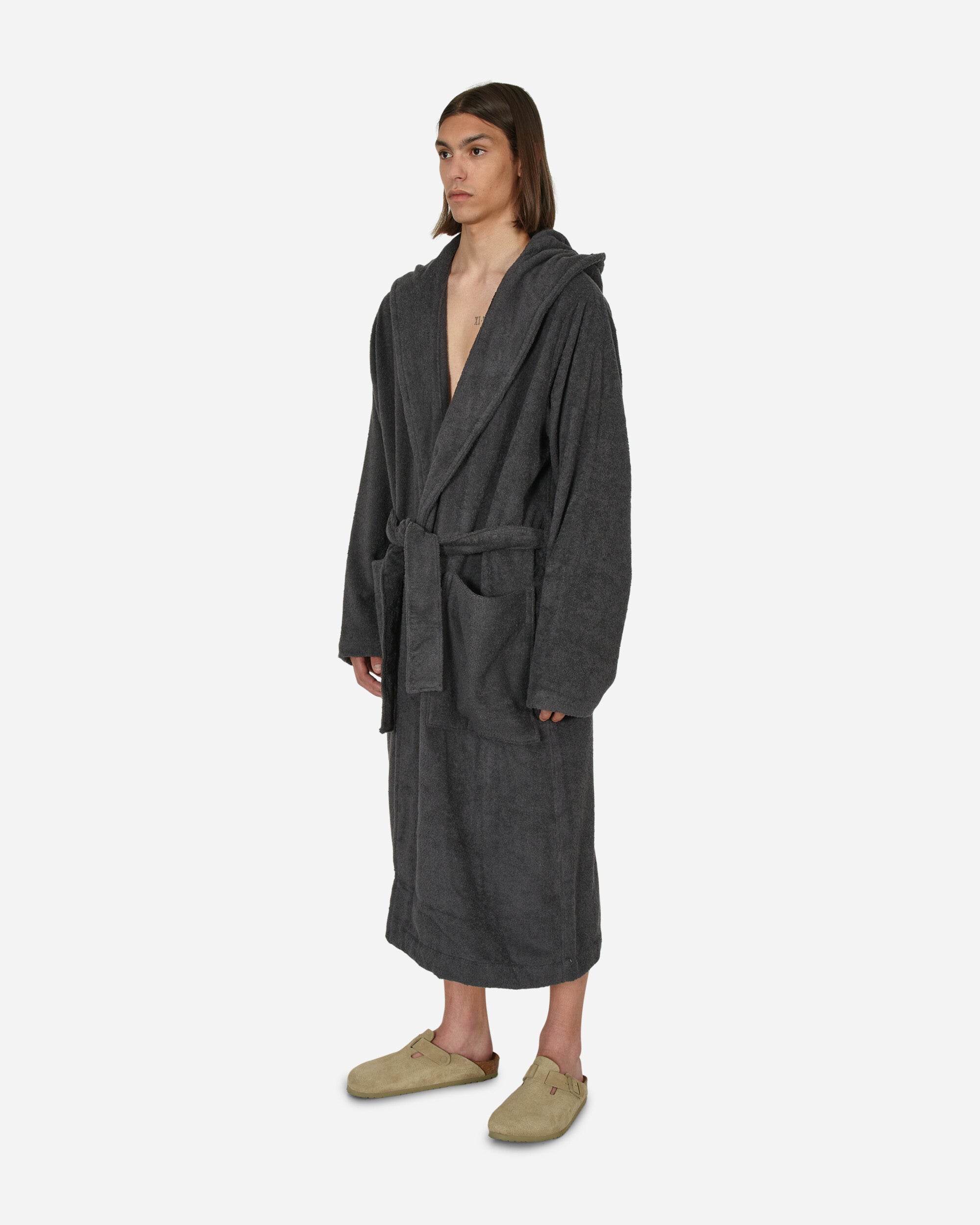 Tekla Hooded Bathrobe Ash Black Textile Bathrobes BT AB