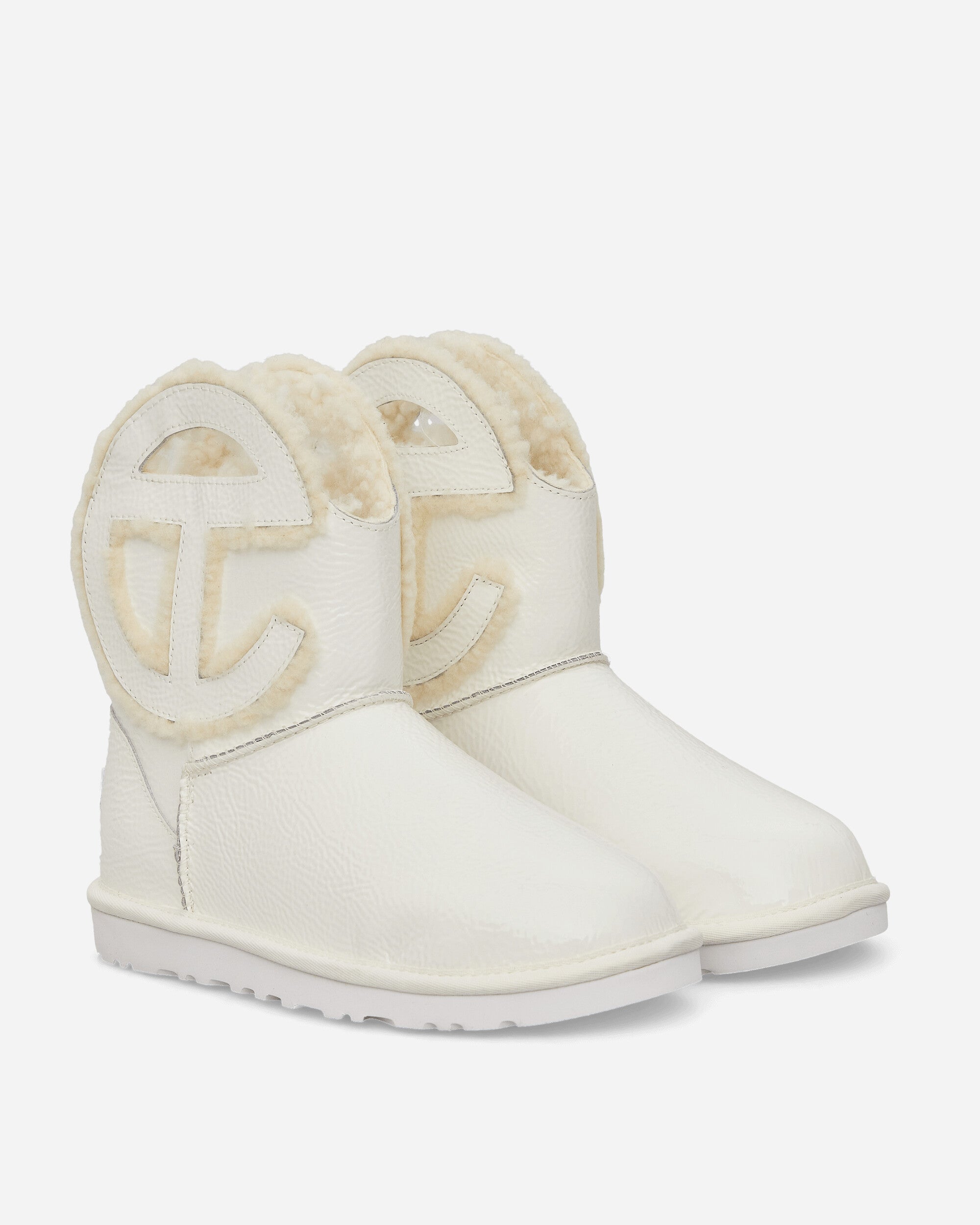 Telfar Logo Mini Crinkle Leather Boots White