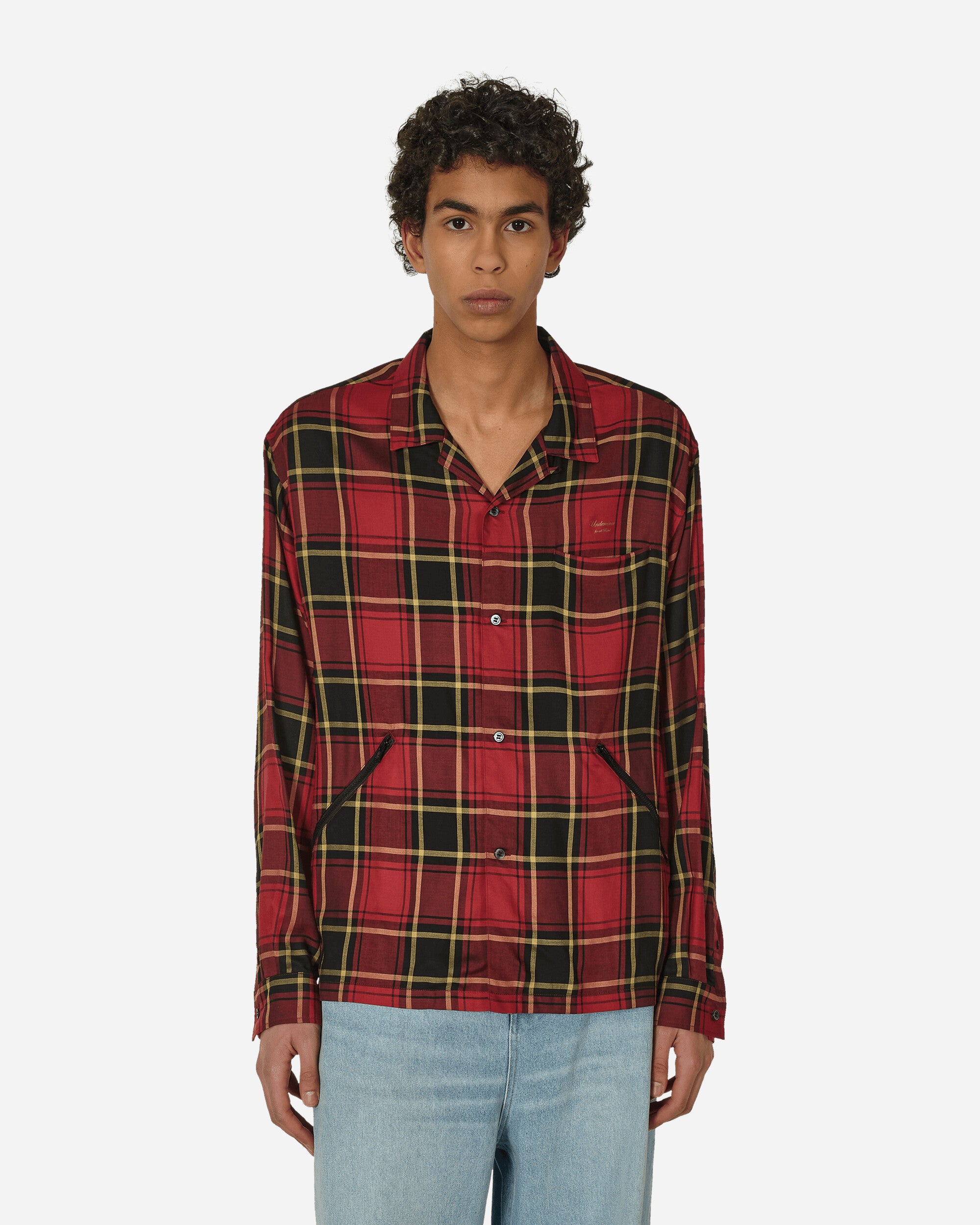 Undercover Checkered Shirt Red Check Shirts Longsleeve Shirt UP1D4401-1 1
