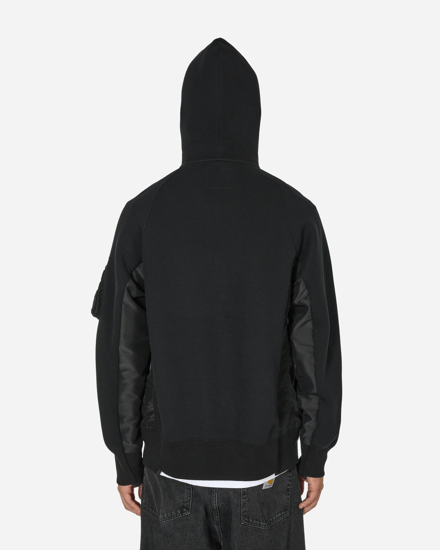 sacai Sponge Sweat X Nylon Twill Hoodie Black/Black Sweatshirts Hoodies SCM-220  002