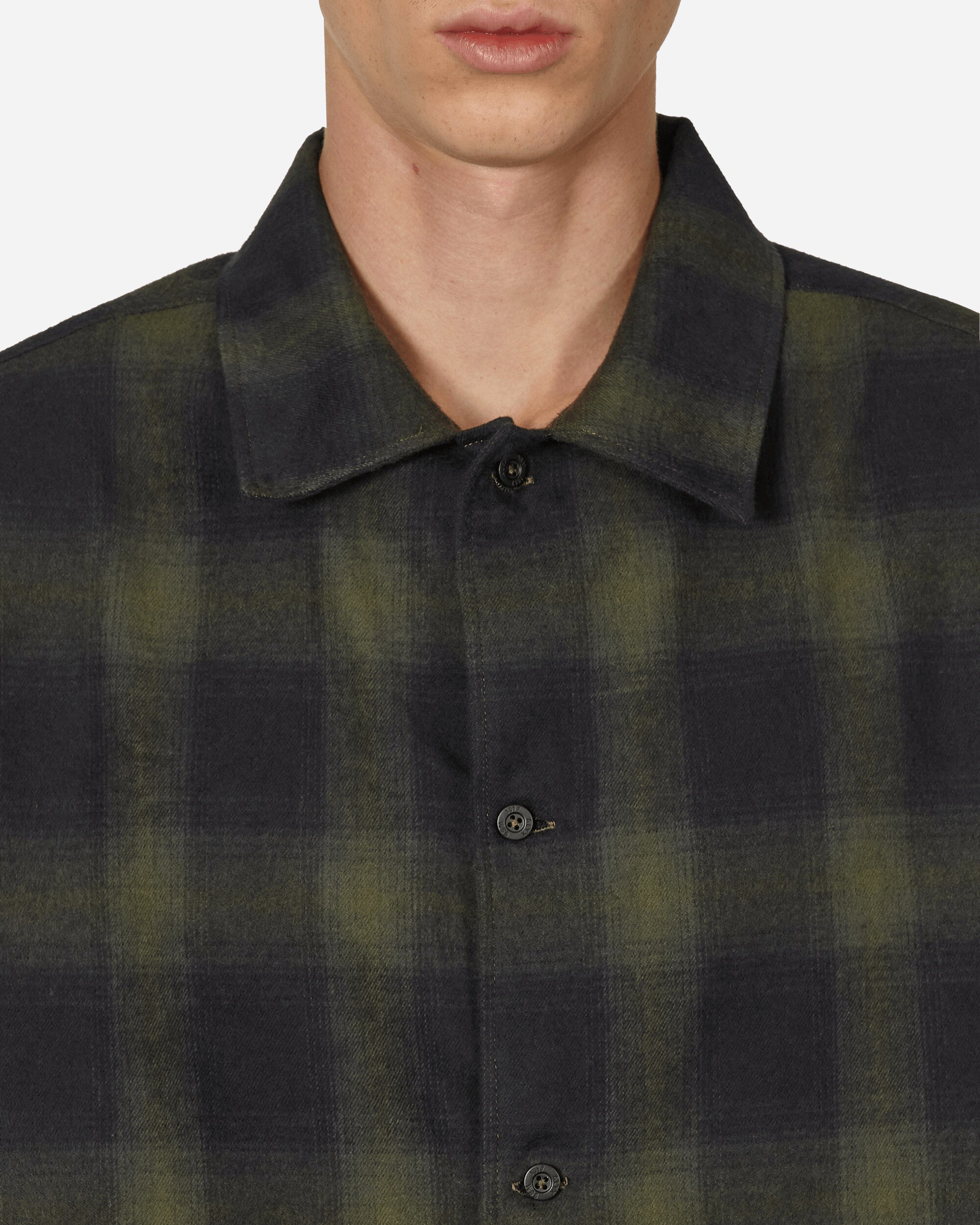 1017 ALYX 9SM Graphic Flannel Shirt Military Green Shirts Longsleeve Shirt AAMSH0213FA02 MTY0001