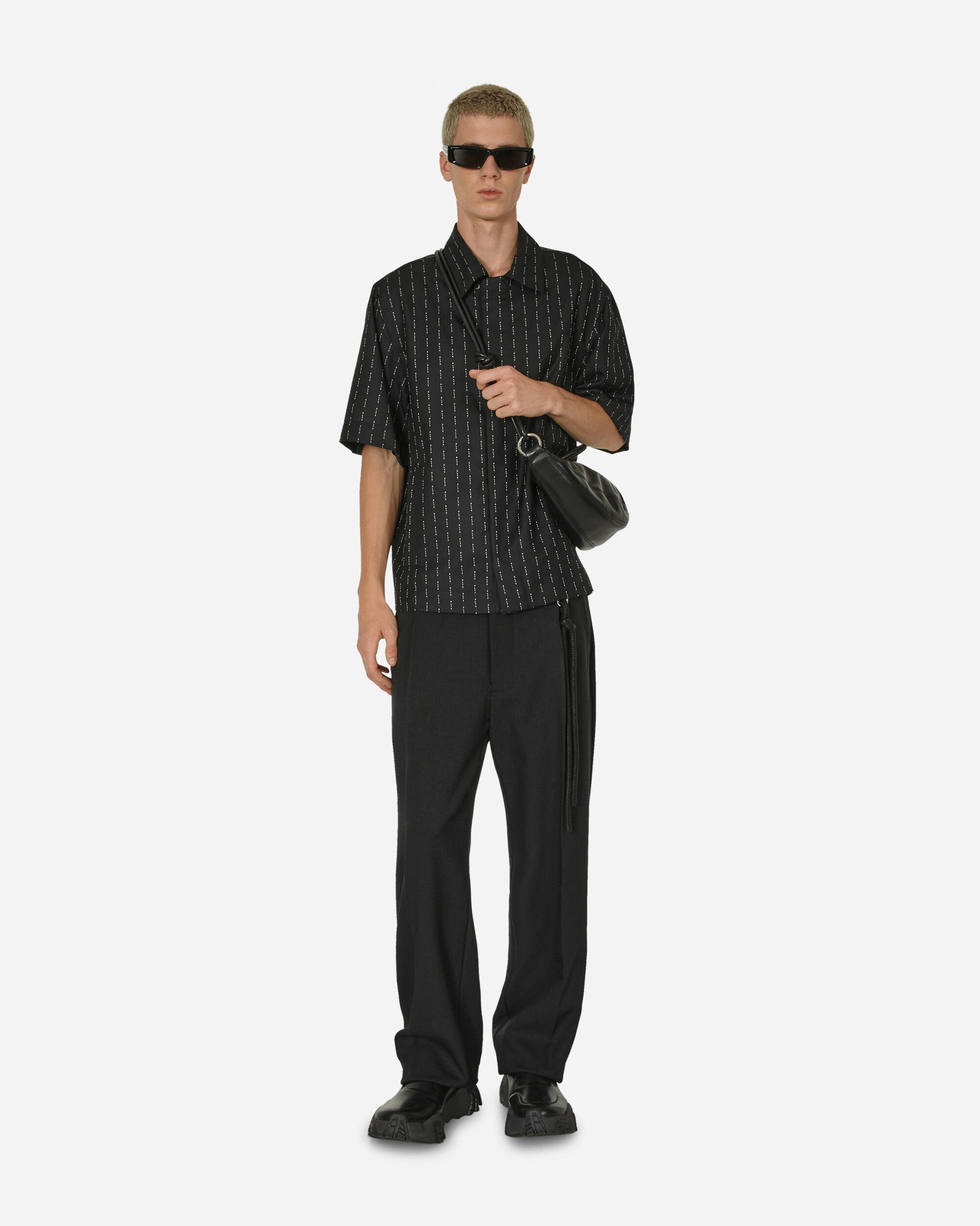 1017 ALYX 9SM Pinstripe S/S Shirt Black/White Shirts Shortsleeve Shirt AAMSH0189FA06 MTY0001