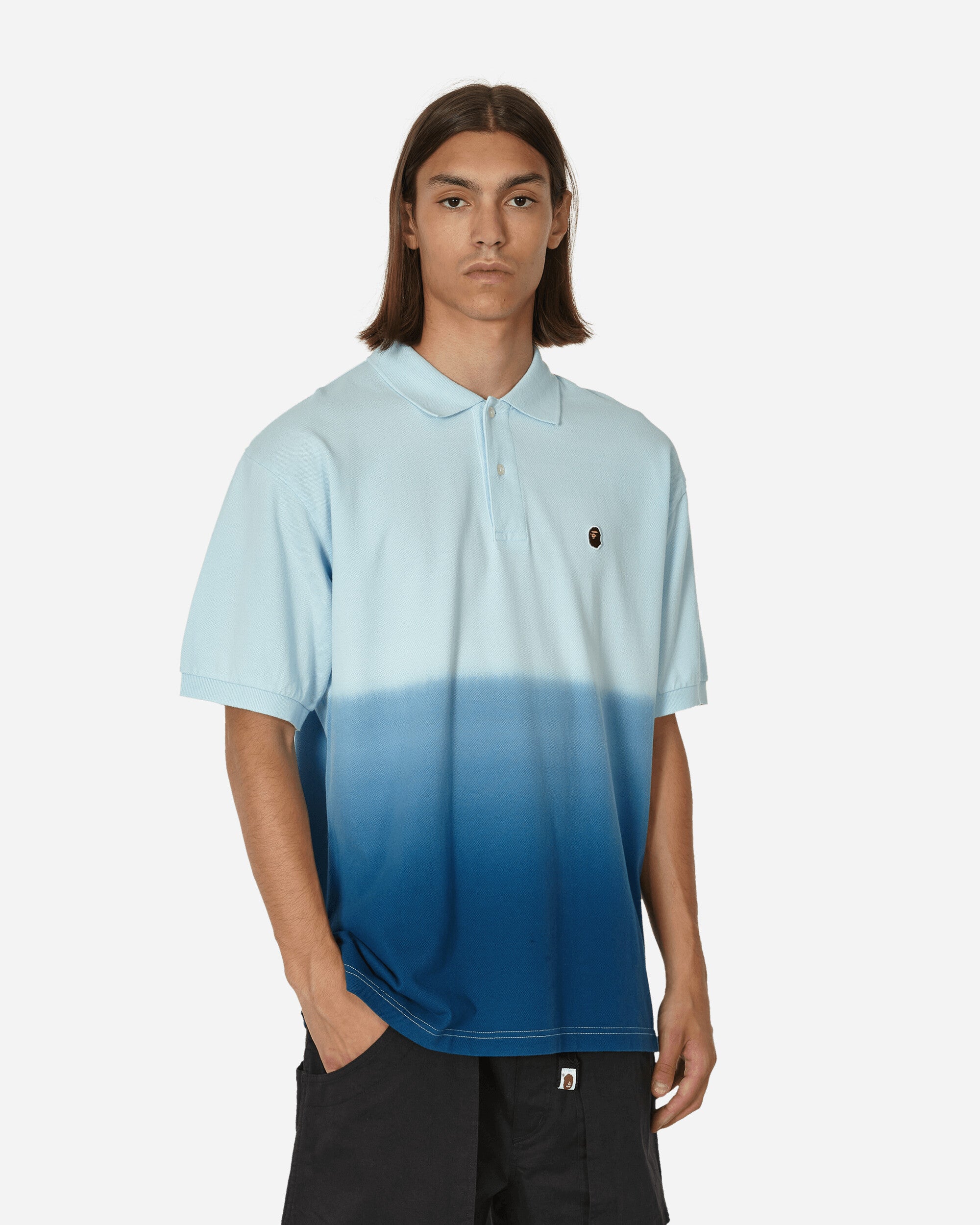 A Bathing Ape Ape Head One Point Gradation Relaxed Fit Polo Blue