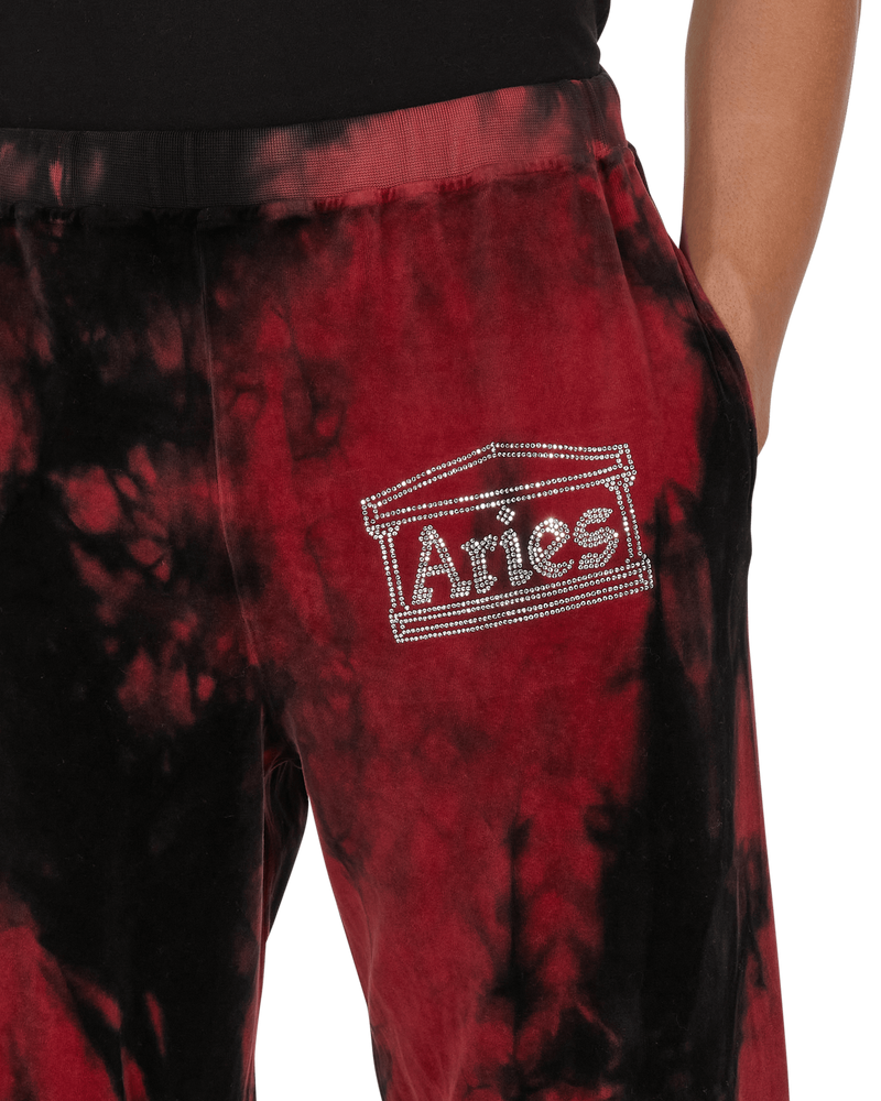 Aries Rhinestone Velour Sweatpant Red Pants Sweatpants FSAR30285 RD
