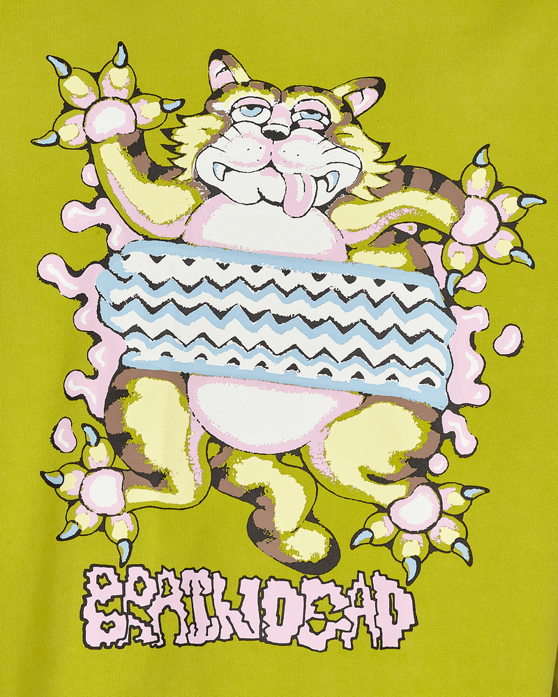 Brain Dead Relaxed Cat Crewneck Olive Sweatshirts Crewneck BDF21T10001950 GR04