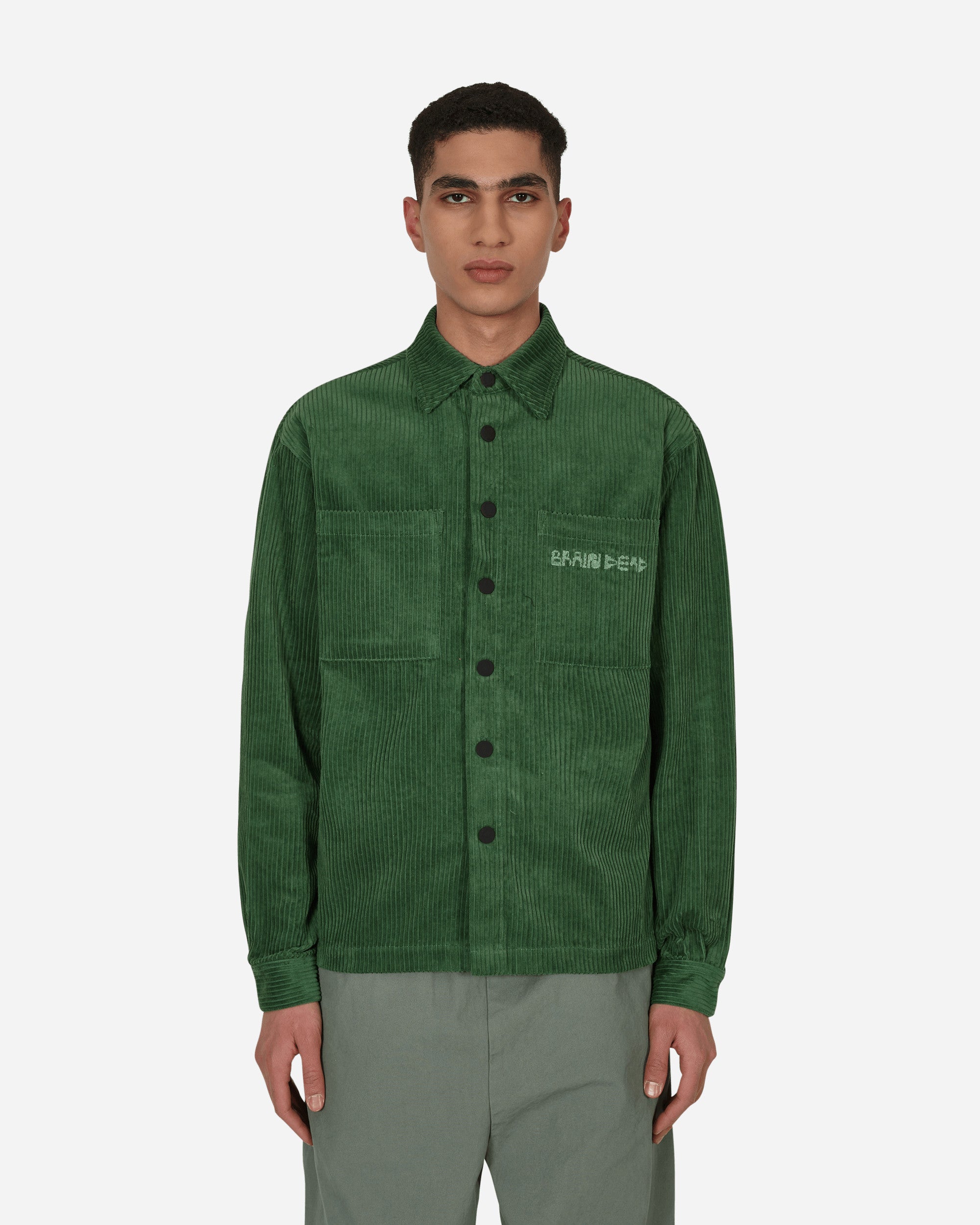 Brain Dead Trademark Wide Wale Snap Green Shirts Longsleeve BDP22T25002260 GR01