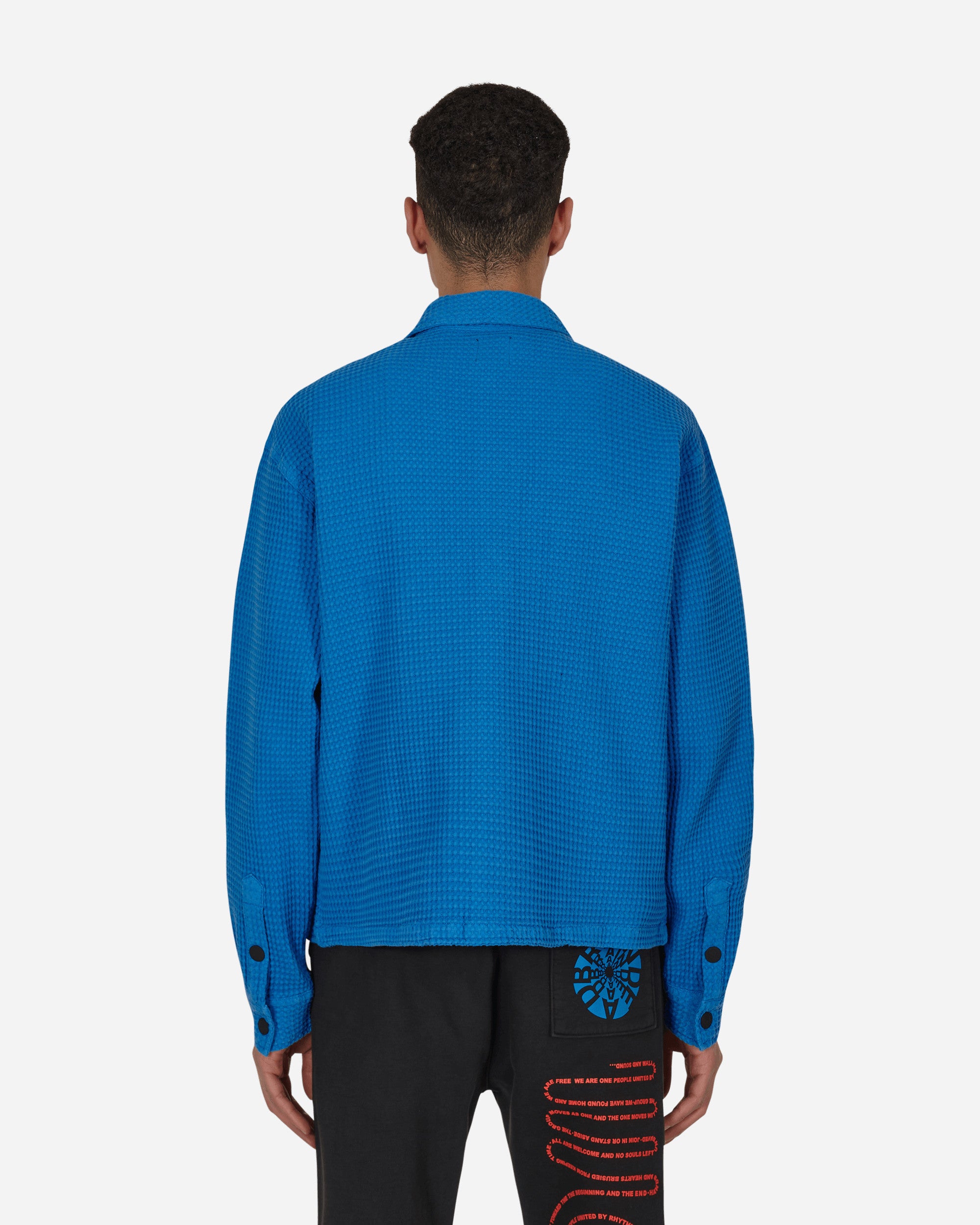Brain Dead Waffle Snap Front Blue Shirts Longsleeve BDP22T22001365 BL01