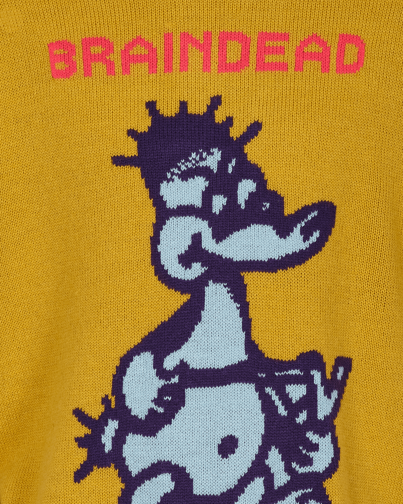 Brain Dead Slingshot Knit Sweater Mustard Knitwears Sweaters BDF21O12002025 YL08