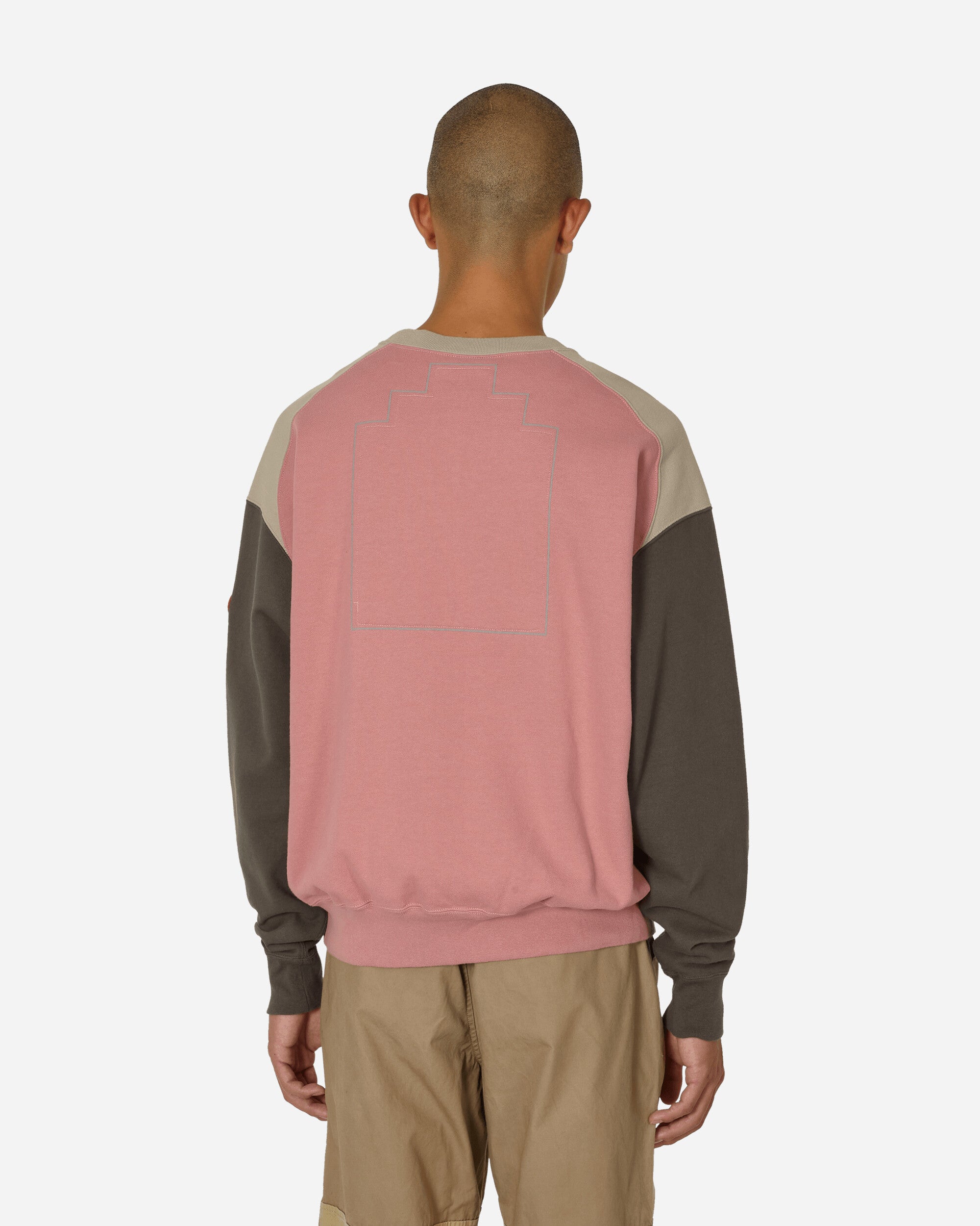 Cav Empt Panel Shoulder Crew Neck Pink Green-Pink Sweatshirts Crewneck CES24CS12 001