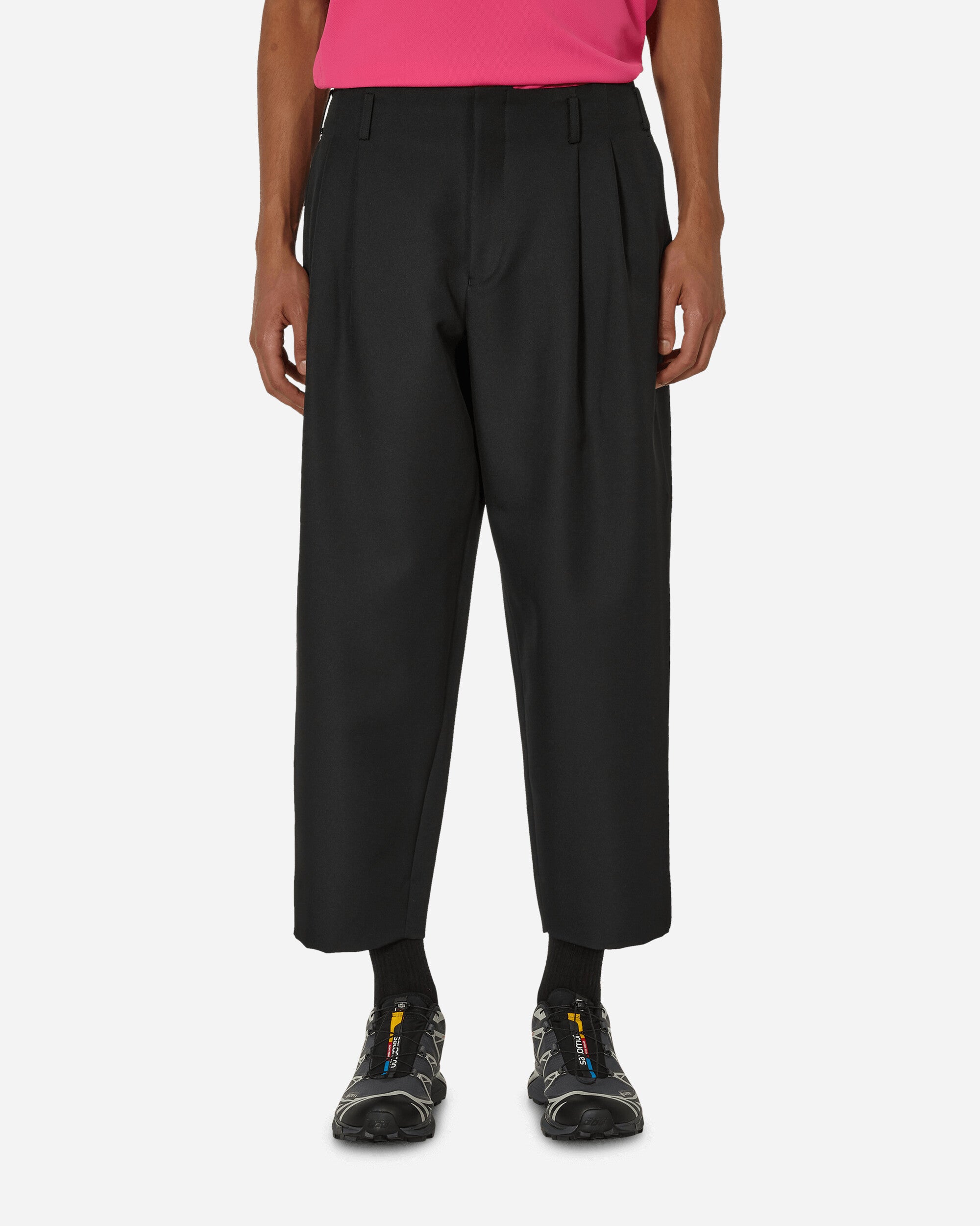 Pleated Polyester Trousers Black
