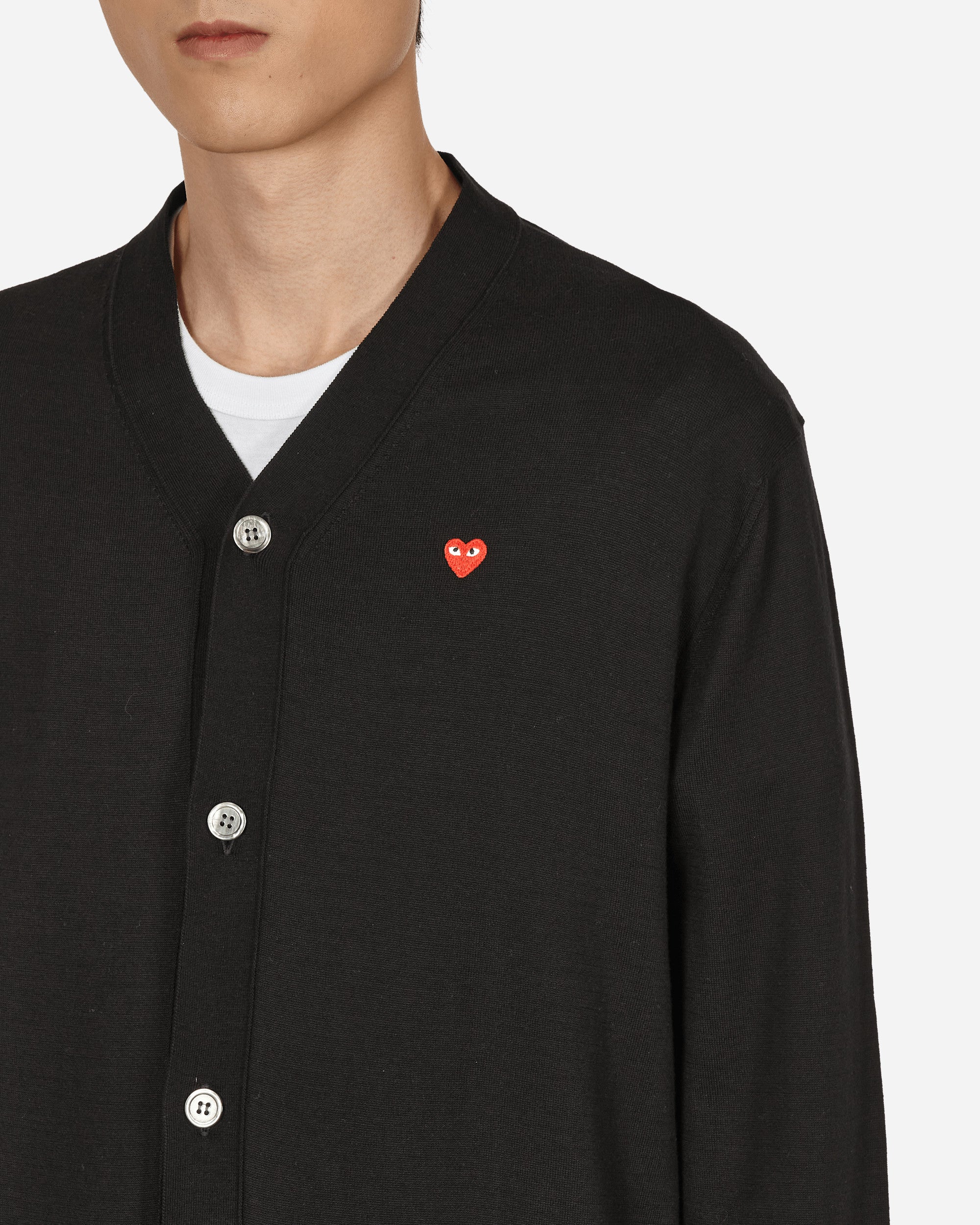 Comme Des Garçons Play Small Red Heart Black Knitwears Cardigans P1N054 1