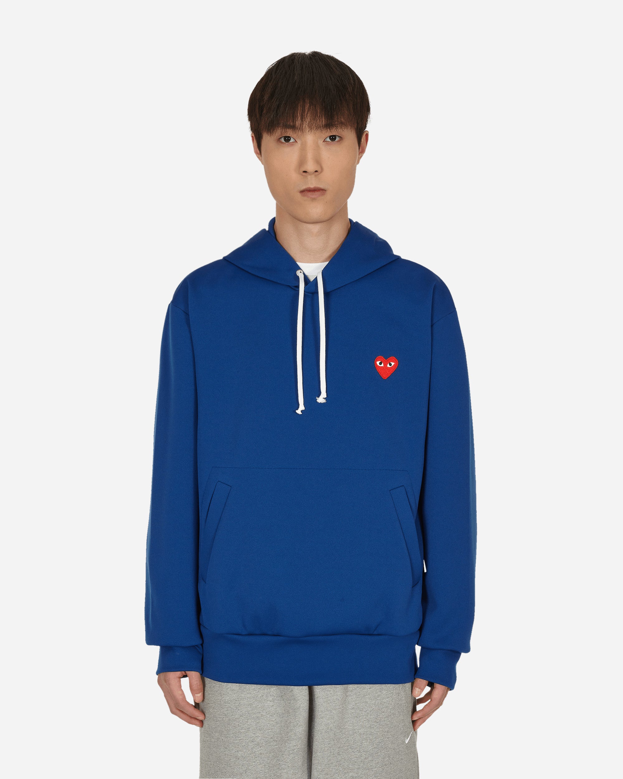 Comme des Garcons Play Red Heart Zip Up Hoodie Navy