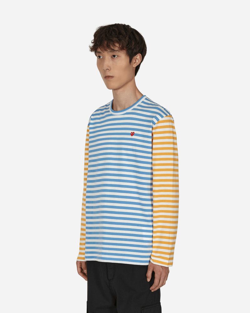 Comme Des Garçons Play Mens T-Shirt Knit Blue Yellow T-Shirts Longsleeve P1T318 1