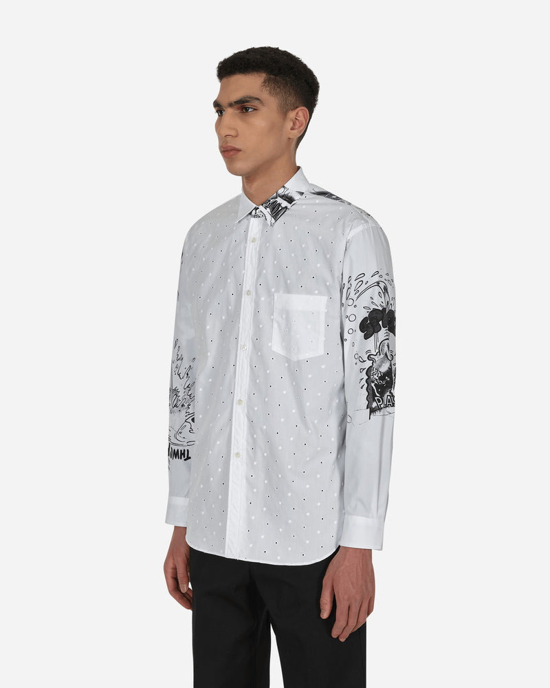 Comme Des Garçons Shirt Shirt Woven White Print Shirts Longsleeve FI-B053 1