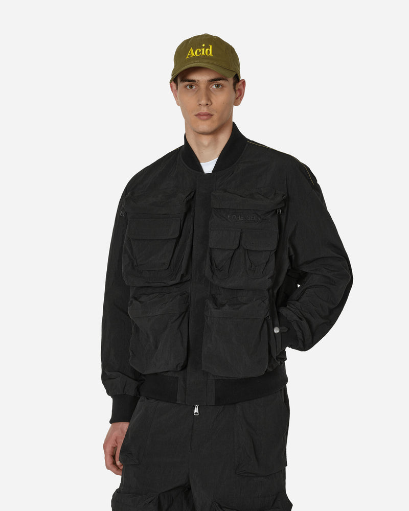 Maxi Pockets Nylon Bomber Jacket Black